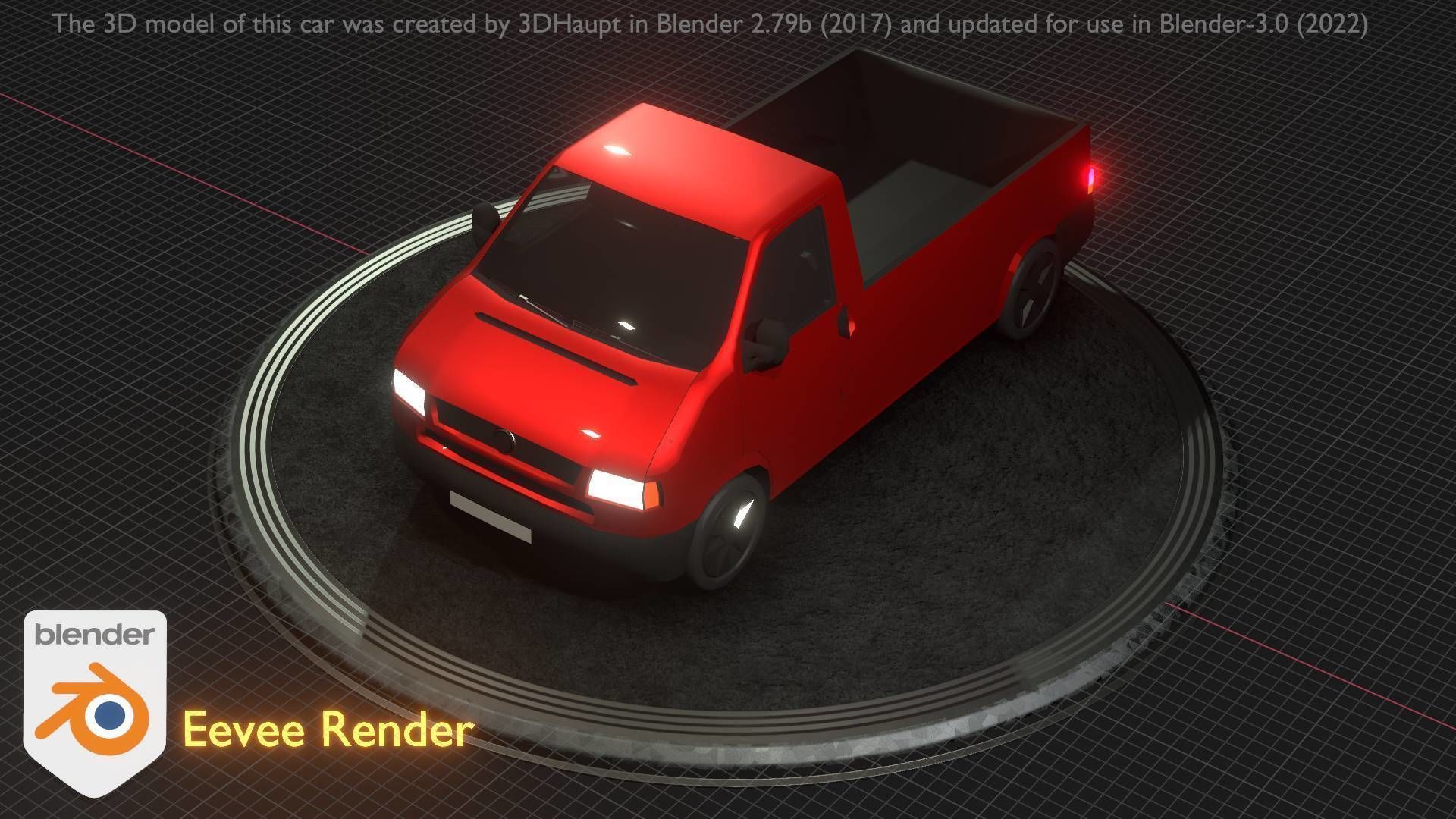 City Car 30 Commercial Pickup 3500 Type-C Red Low-poly 3D model_73
