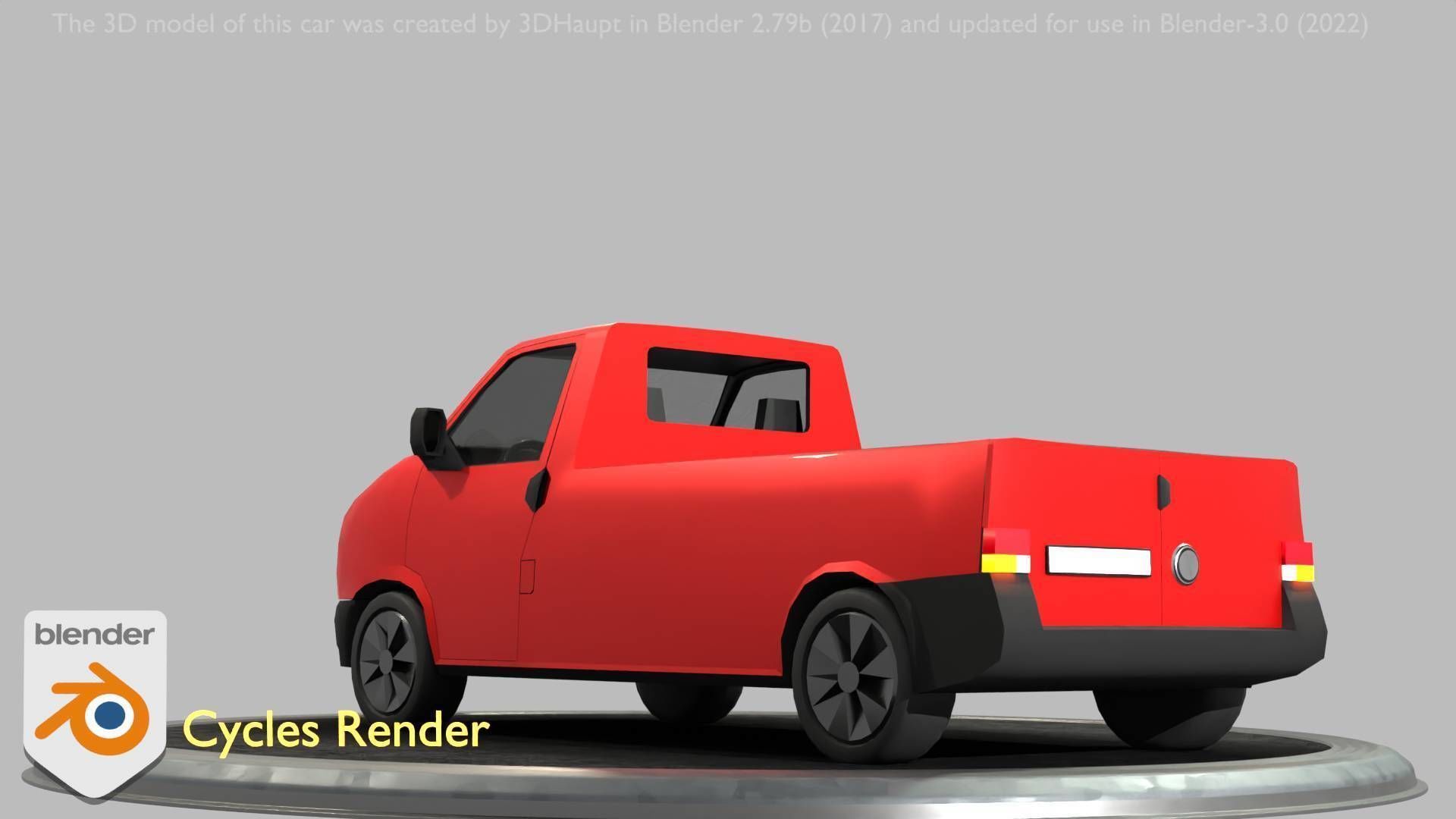 City Car 30 Commercial Pickup 3500 Type-C Red Low-poly 3D model_86