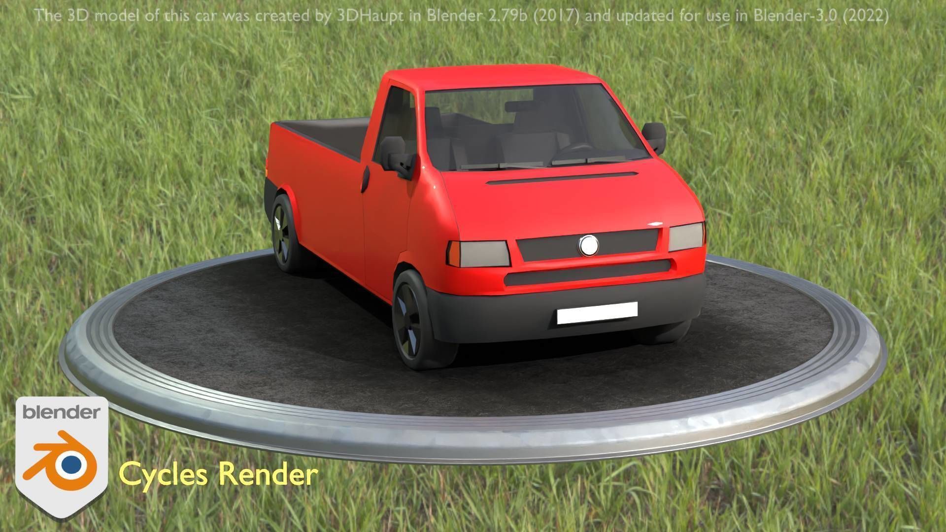 City Car 30 Commercial Pickup 3500 Type-C Red Low-poly 3D model_59