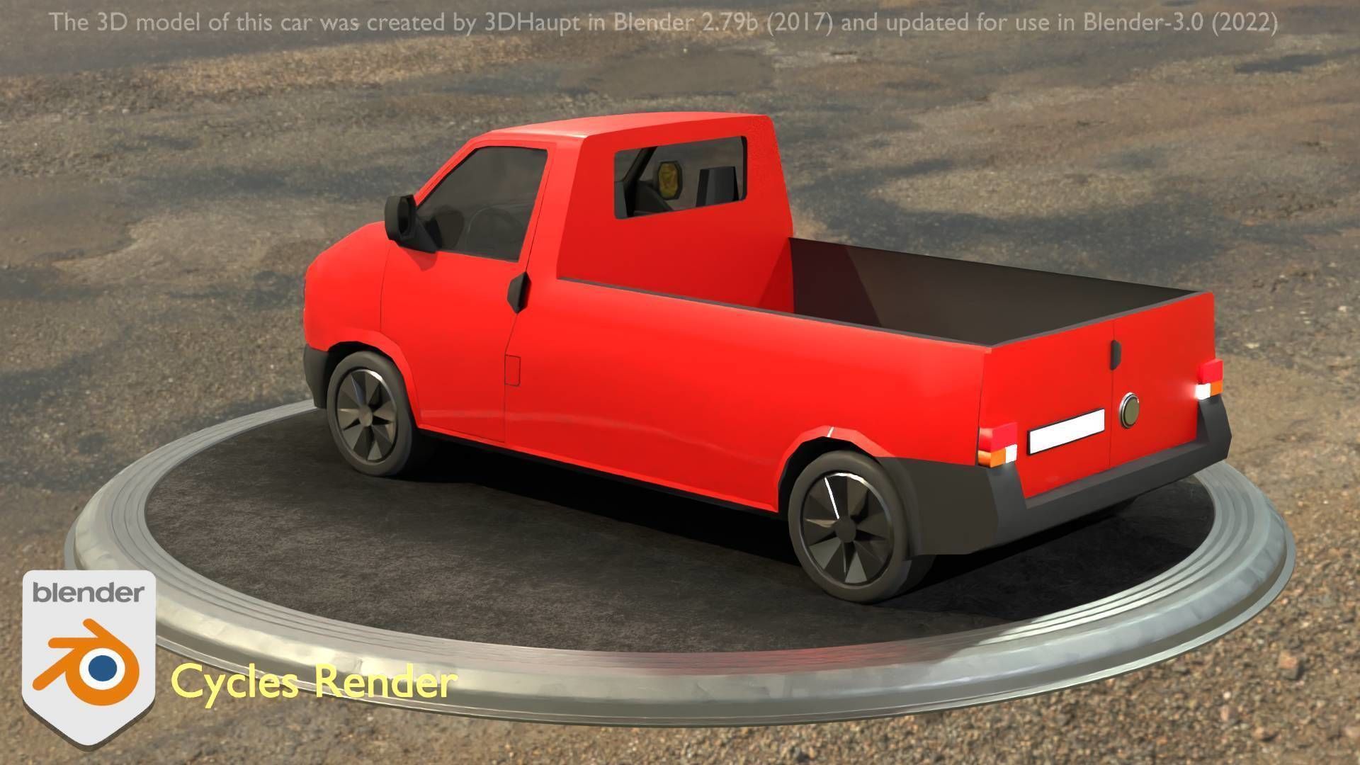 City Car 30 Commercial Pickup 3500 Type-C Red Low-poly 3D model_16