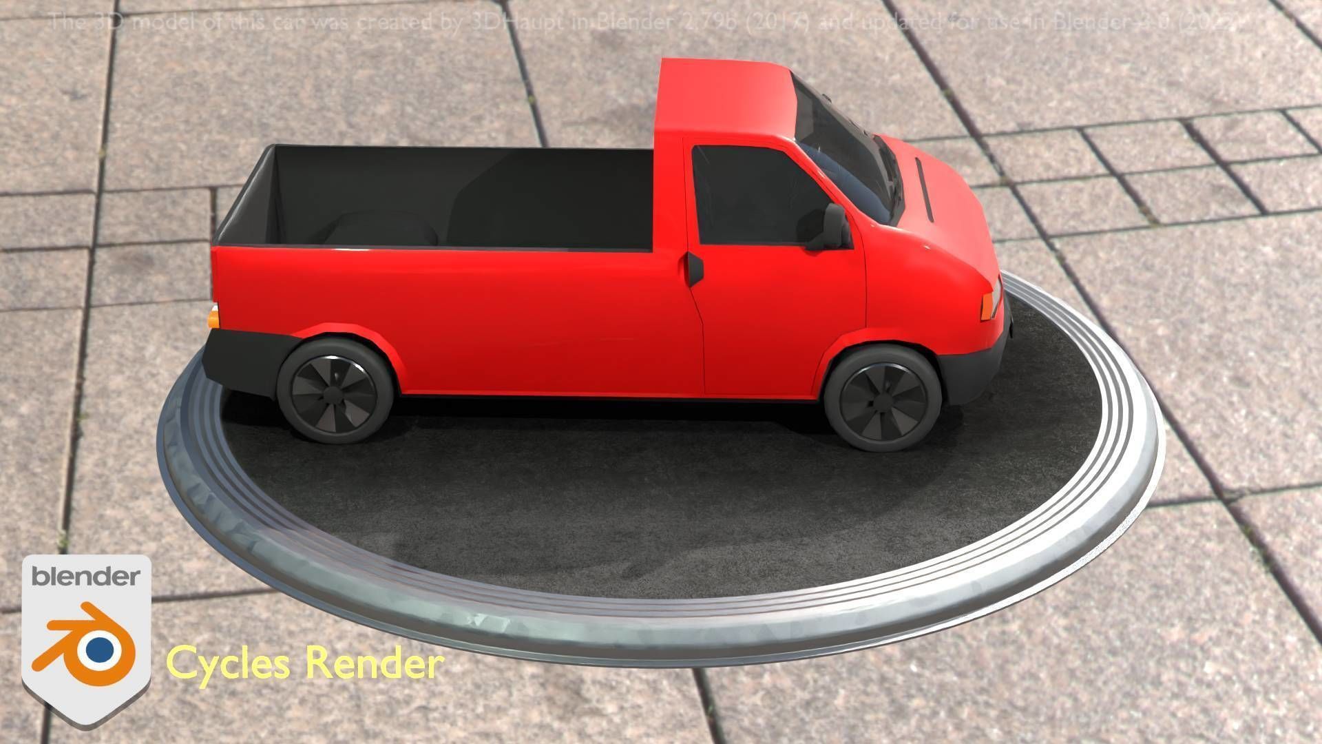 City Car 30 Commercial Pickup 3500 Type-C Red Low-poly 3D model_97