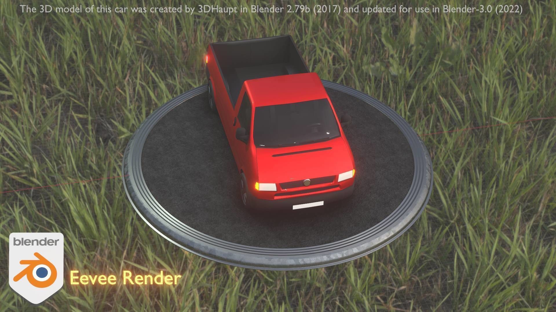 City Car 30 Commercial Pickup 3500 Type-C Red Low-poly 3D model_90