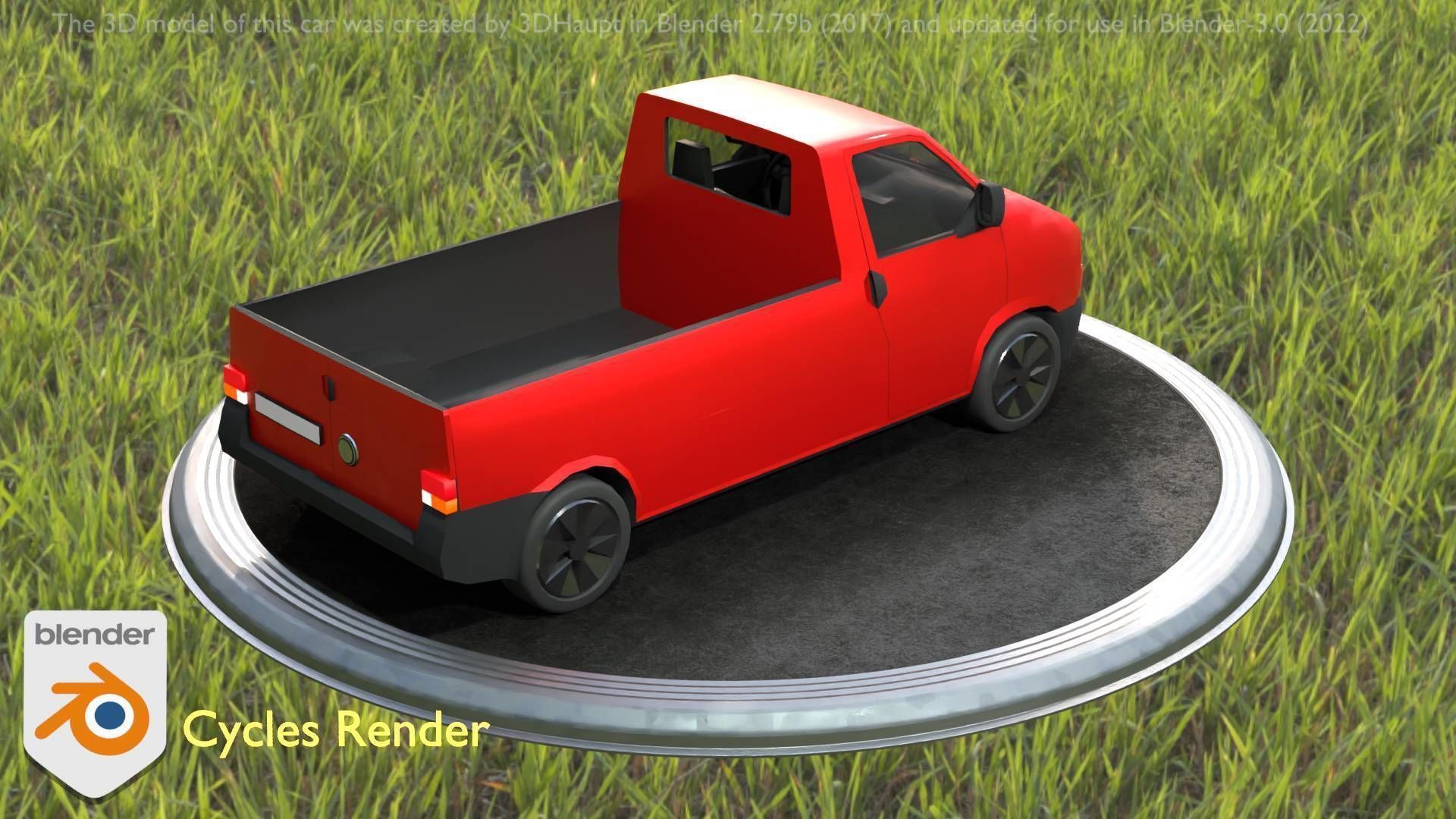 City Car 30 Commercial Pickup 3500 Type-C Red Low-poly 3D model_95