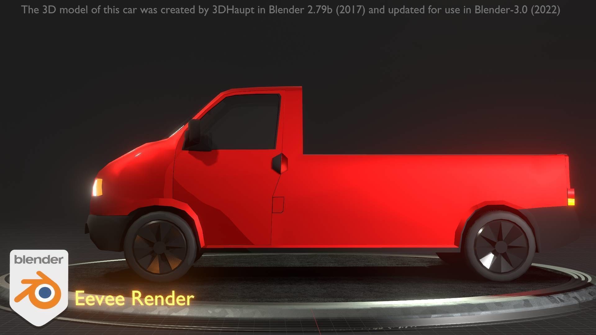 City Car 30 Commercial Pickup 3500 Type-C Red Low-poly 3D model_51