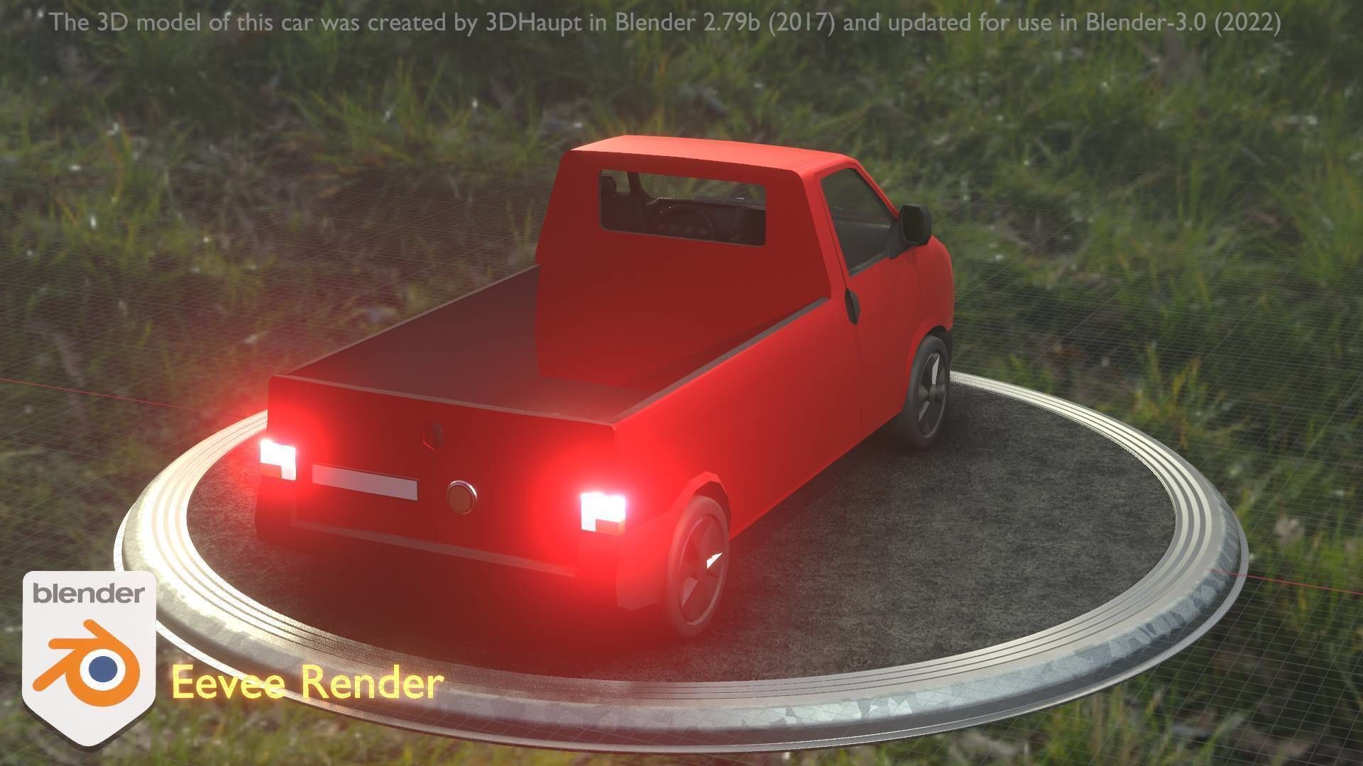 City Car 30 Commercial Pickup 3500 Type-C Red Low-poly 3D model_91