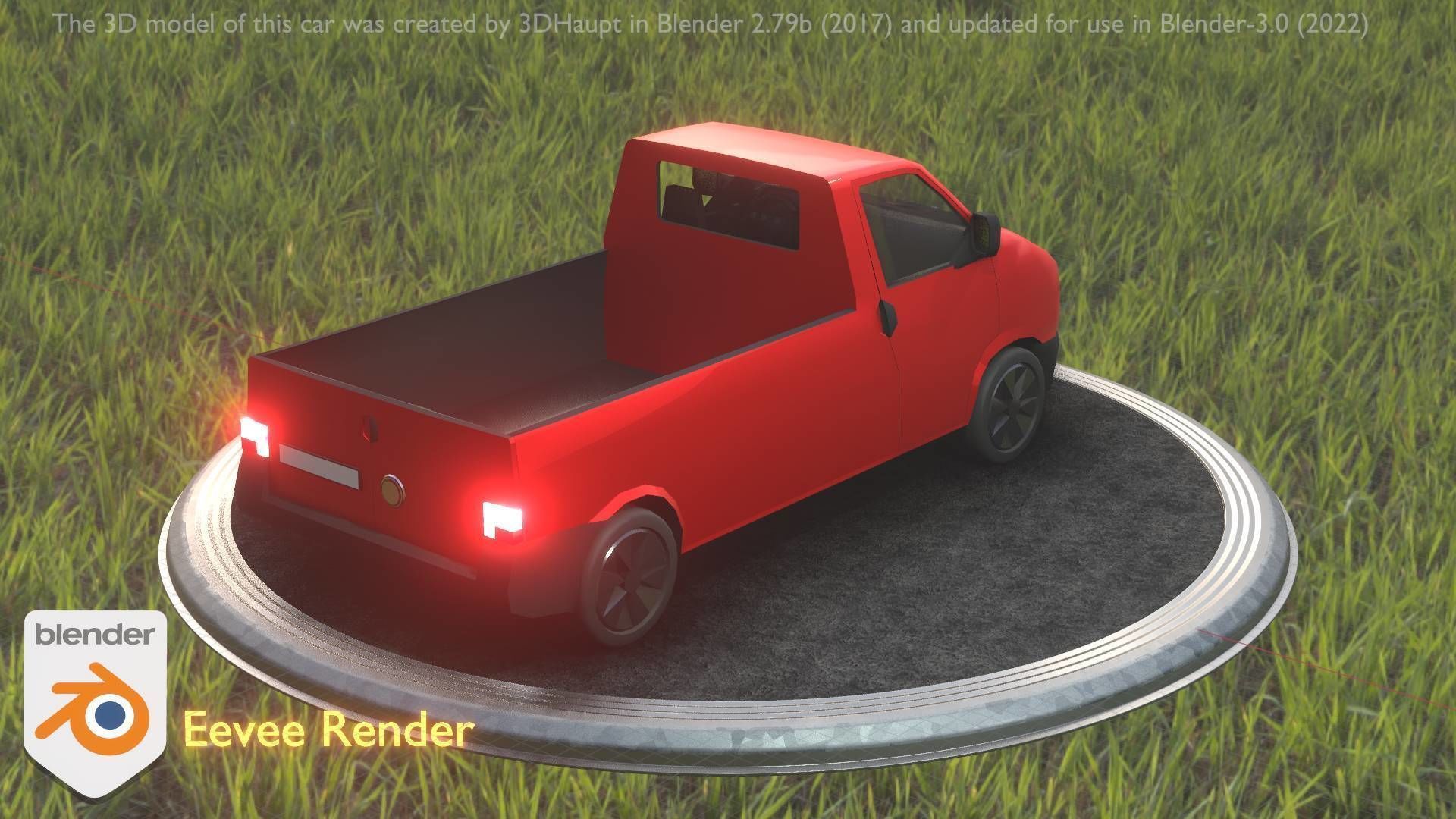 City Car 30 Commercial Pickup 3500 Type-C Red Low-poly 3D model_64