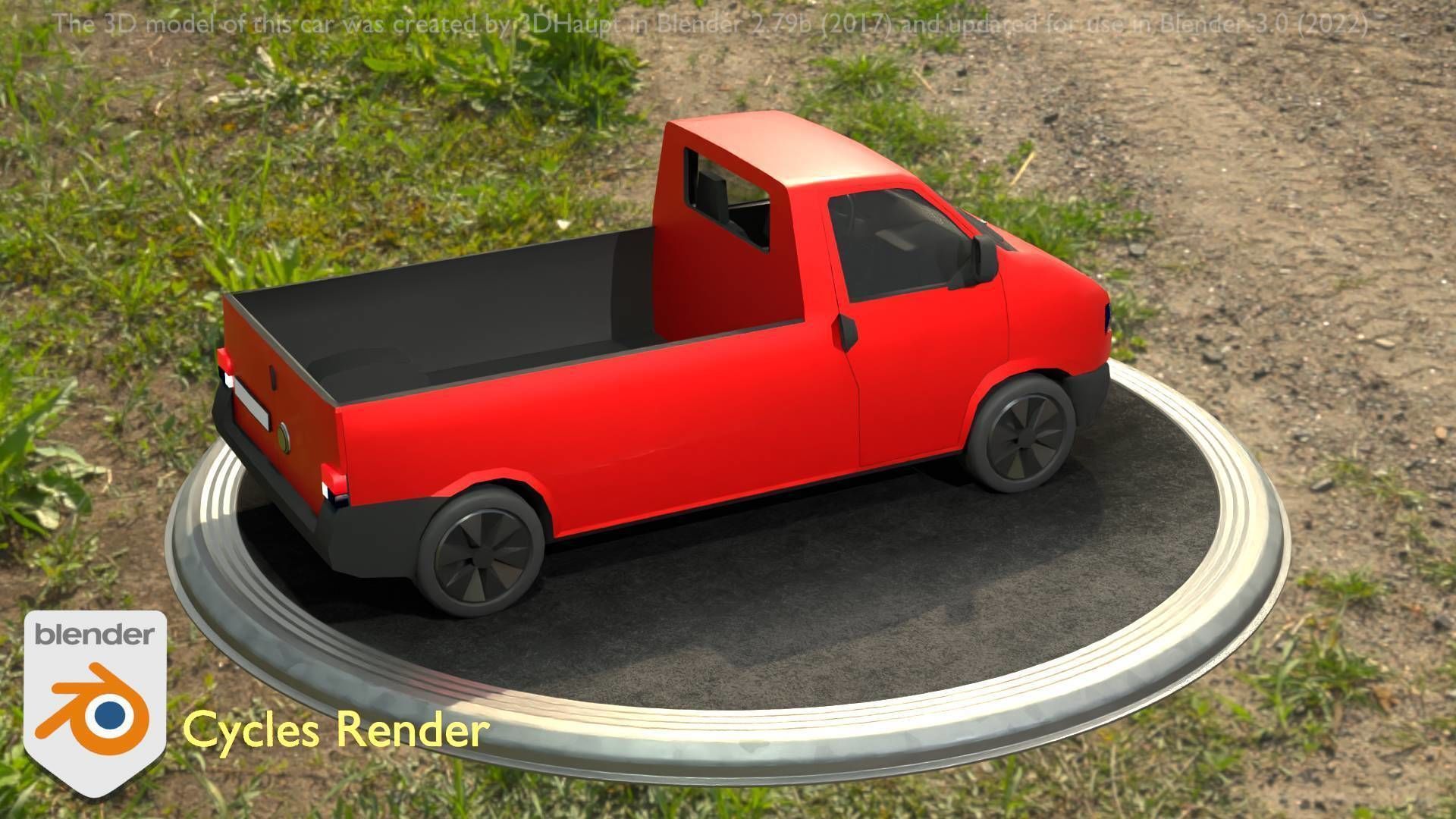City Car 30 Commercial Pickup 3500 Type-C Red Low-poly 3D model_56