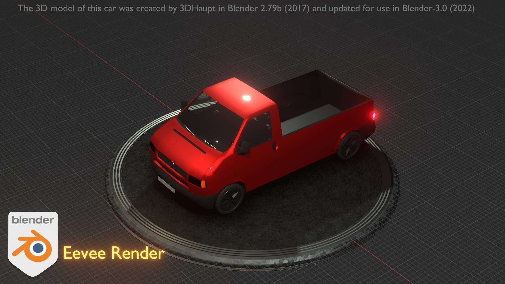 City Car 30 Commercial Pickup 3500 Type-C Red Low-poly 3D model_49