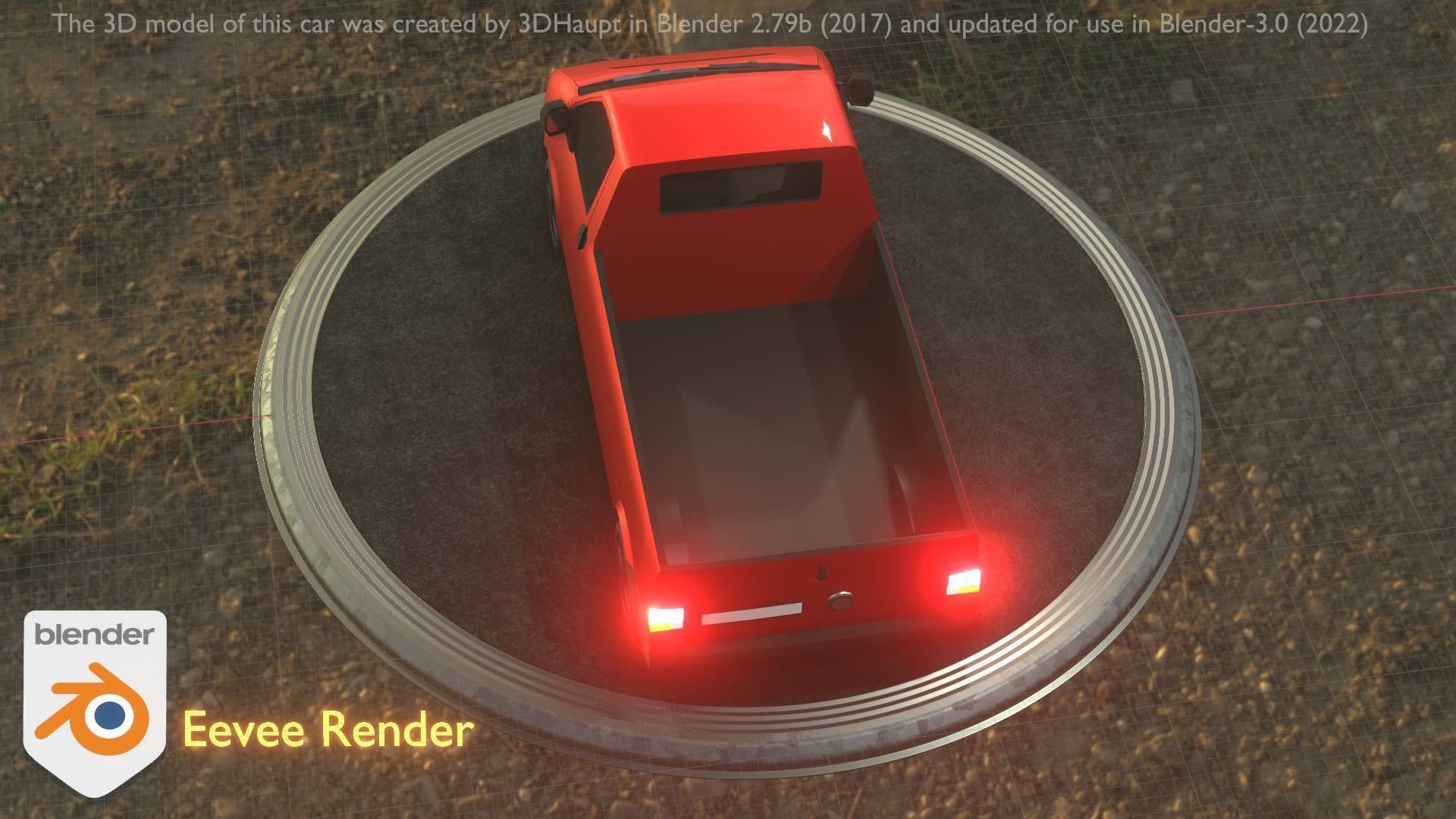 City Car 30 Commercial Pickup 3500 Type-C Red Low-poly 3D model_75