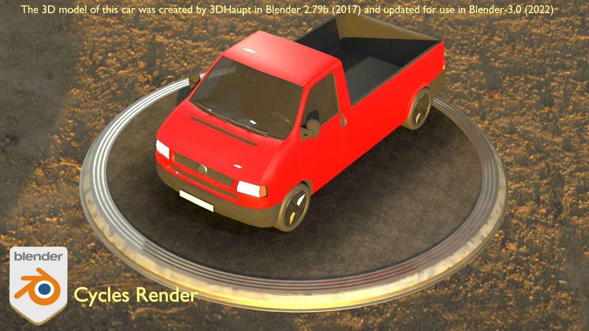 City Car 30 Commercial Pickup 3500 Type-C Red Low-poly 3D model_11