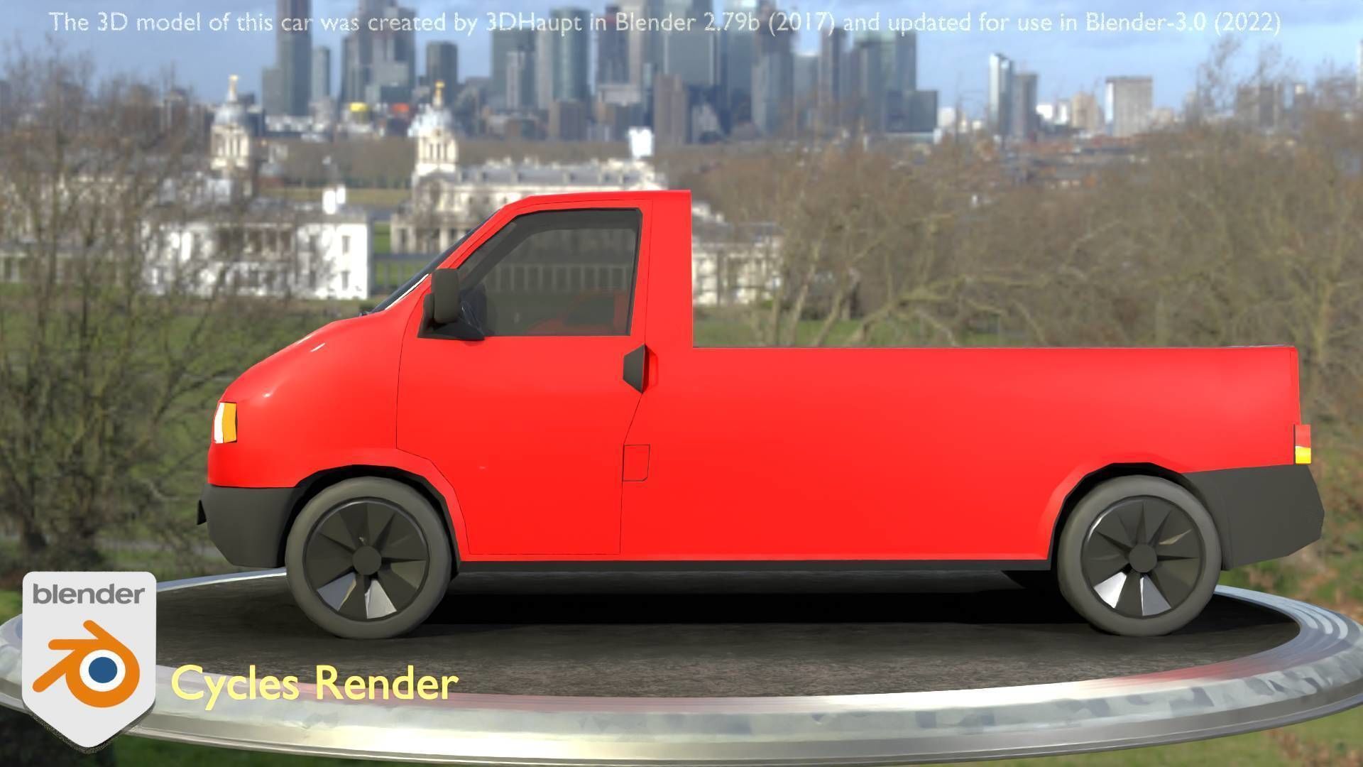 City Car 30 Commercial Pickup 3500 Type-C Red Low-poly 3D model_98