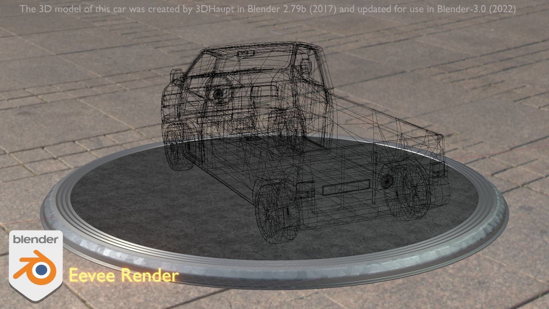 City Car 30 Commercial Pickup 3500 Type-C Red Low-poly 3D model_19