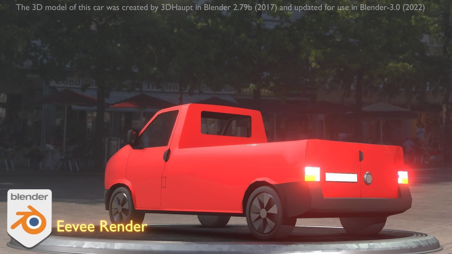City Car 30 Commercial Pickup 3500 Type-C Red Low-poly 3D model_6