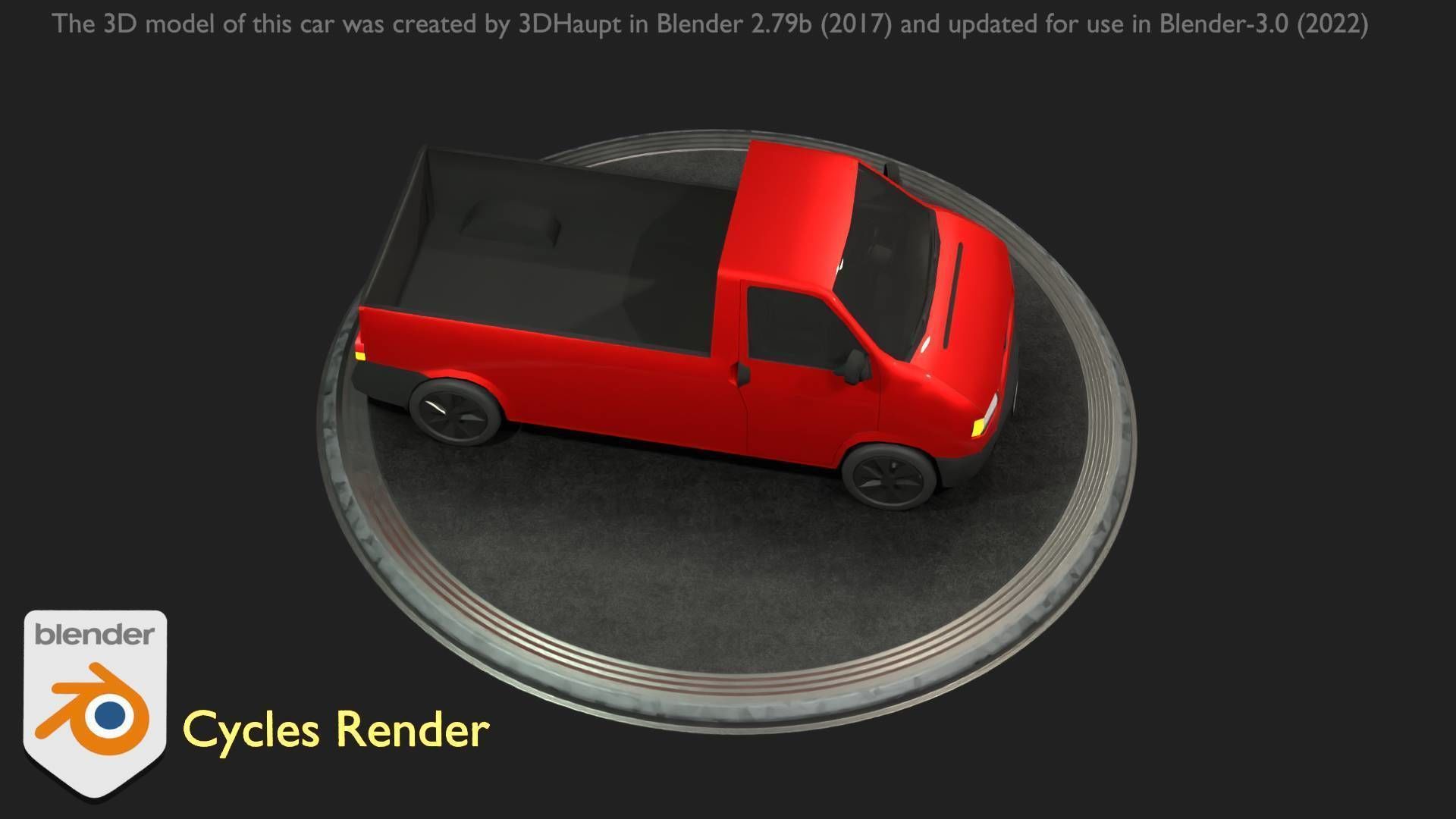 City Car 30 Commercial Pickup 3500 Type-C Red Low-poly 3D model_76