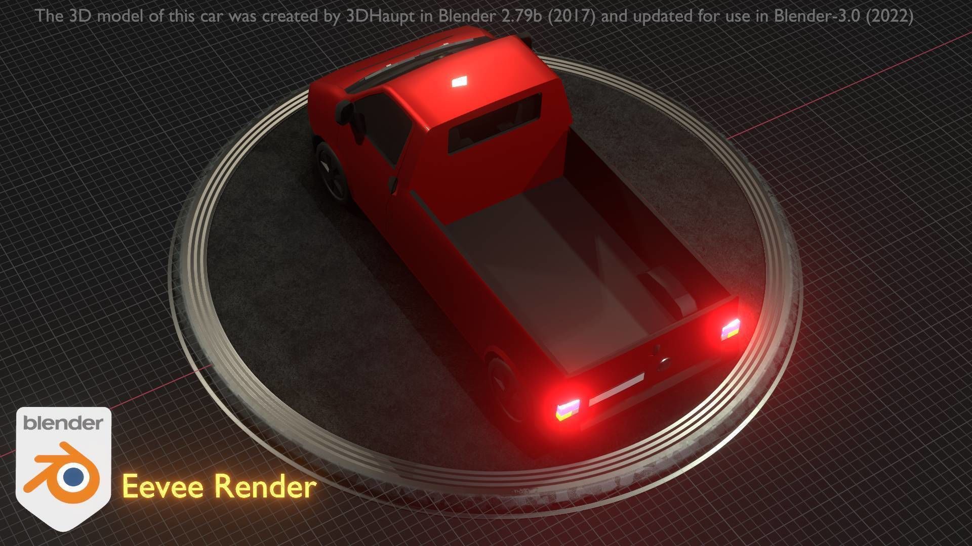 City Car 30 Commercial Pickup 3500 Type-C Red Low-poly 3D model_34