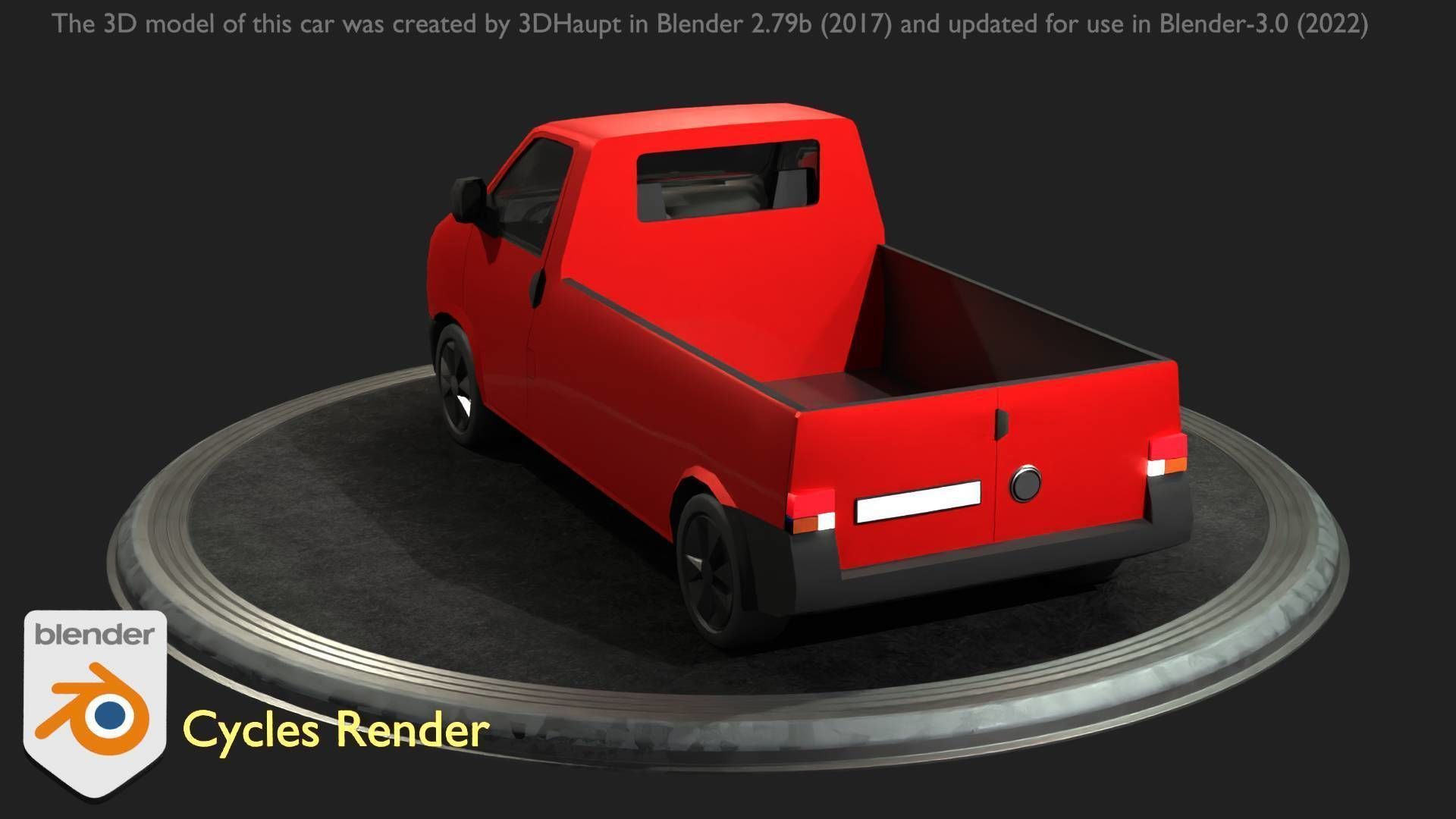 City Car 30 Commercial Pickup 3500 Type-C Red Low-poly 3D model_57
