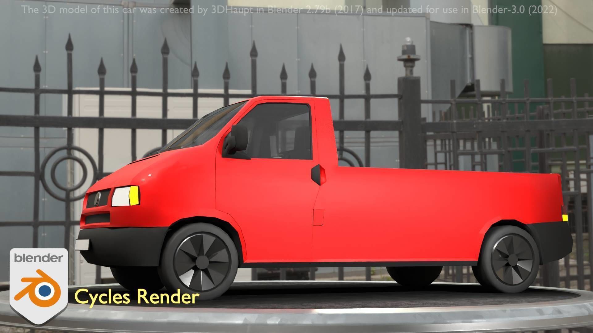 City Car 30 Commercial Pickup 3500 Type-C Red Low-poly 3D model_60