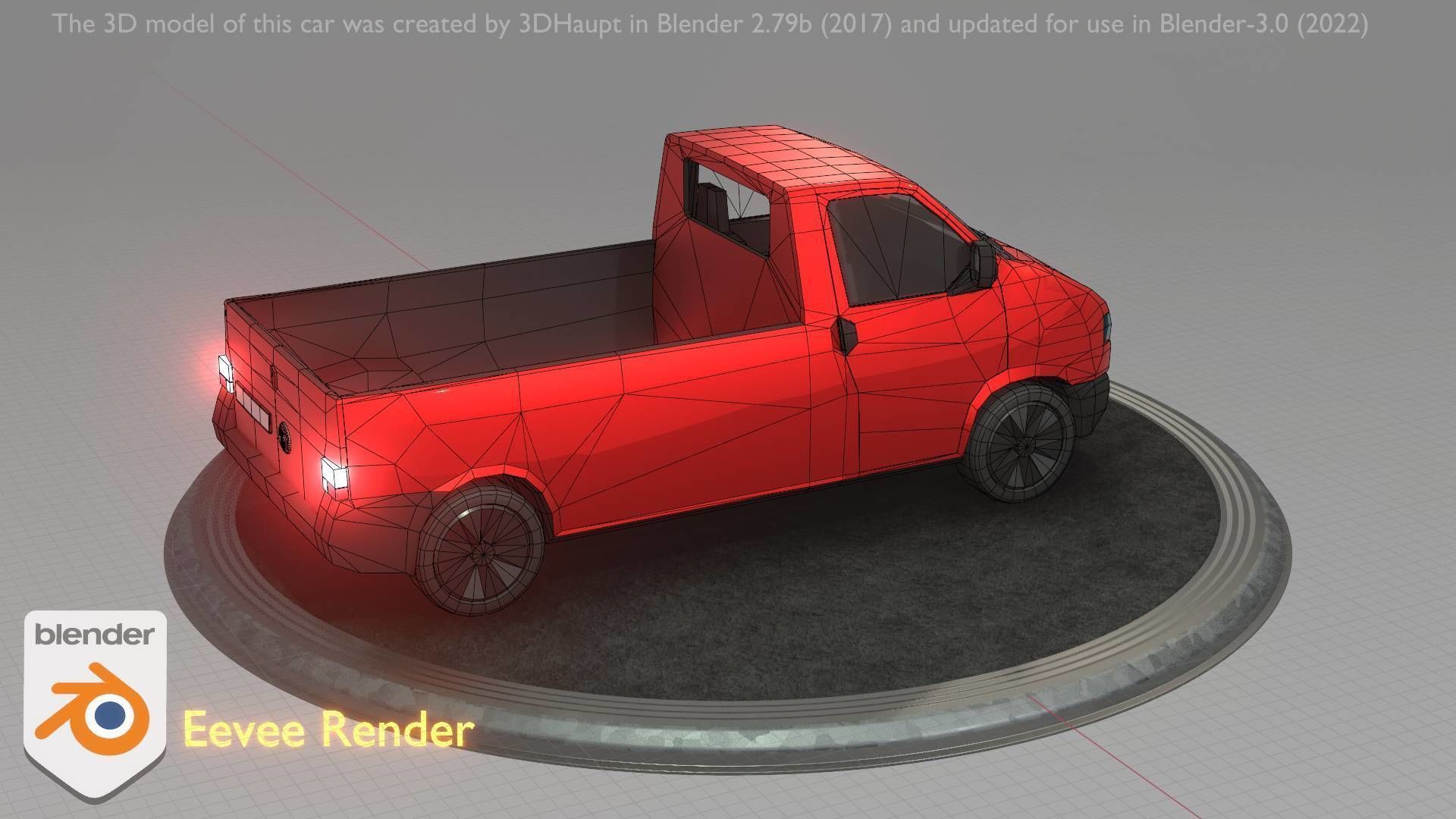 City Car 30 Commercial Pickup 3500 Type-C Red Low-poly 3D model_25