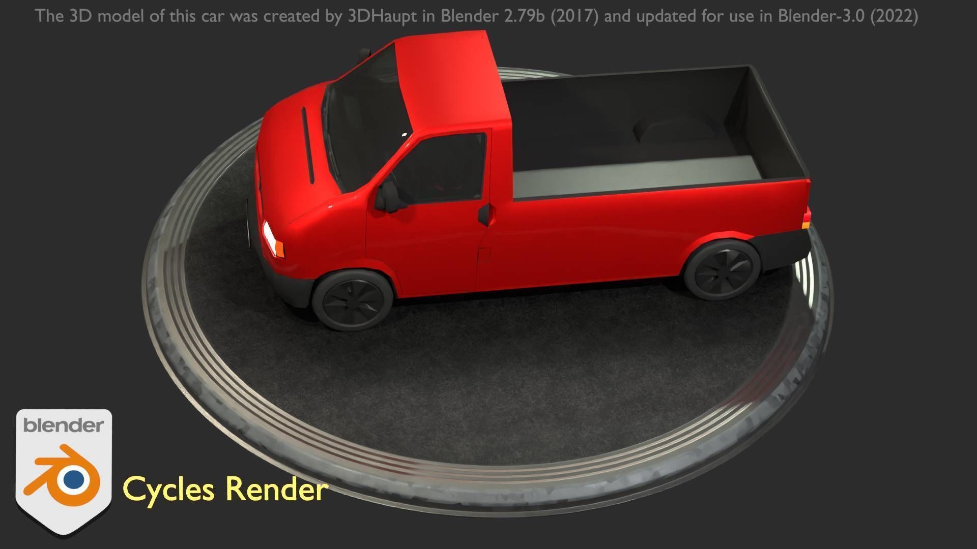 City Car 30 Commercial Pickup 3500 Type-C Red Low-poly 3D model_29