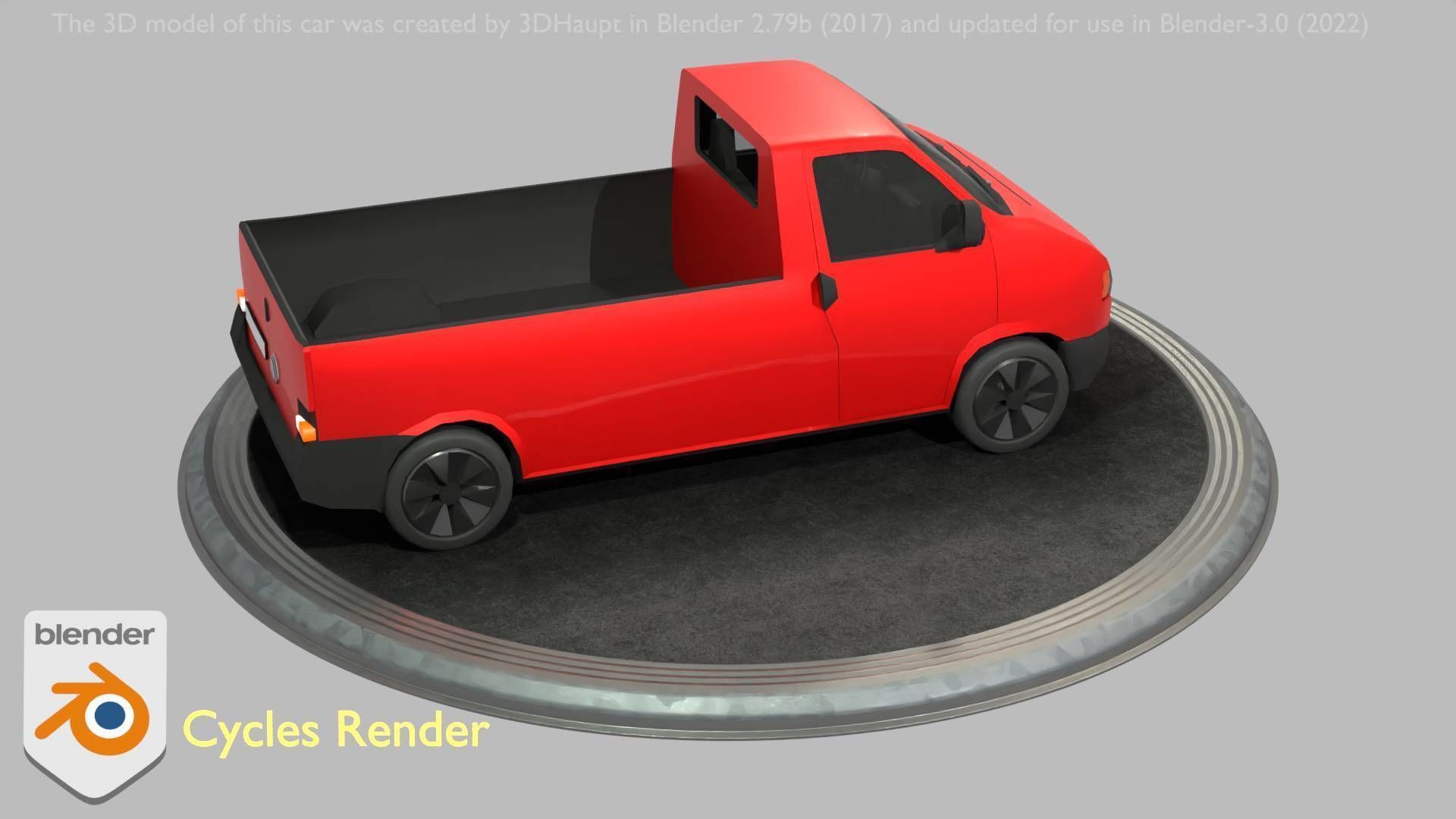 City Car 30 Commercial Pickup 3500 Type-C Red Low-poly 3D model_47