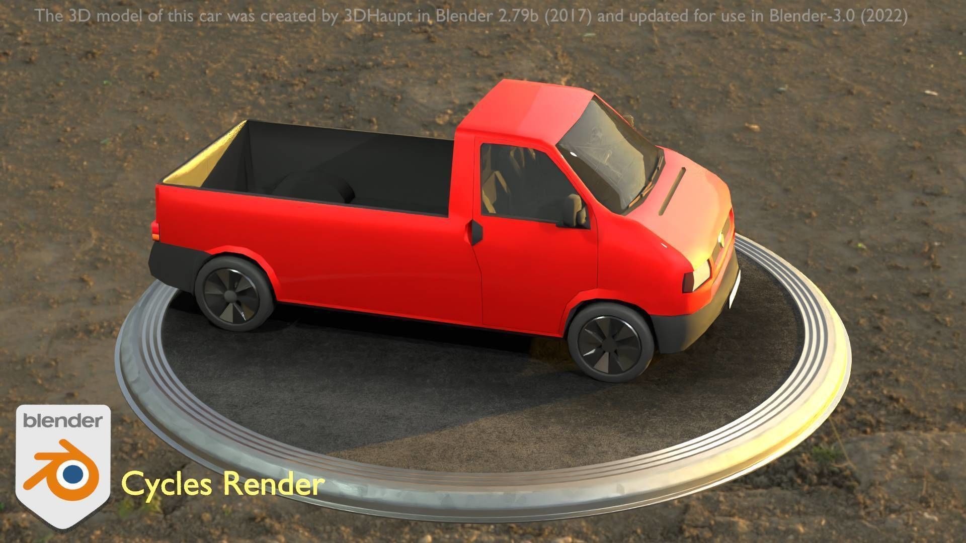 City Car 30 Commercial Pickup 3500 Type-C Red Low-poly 3D model_67