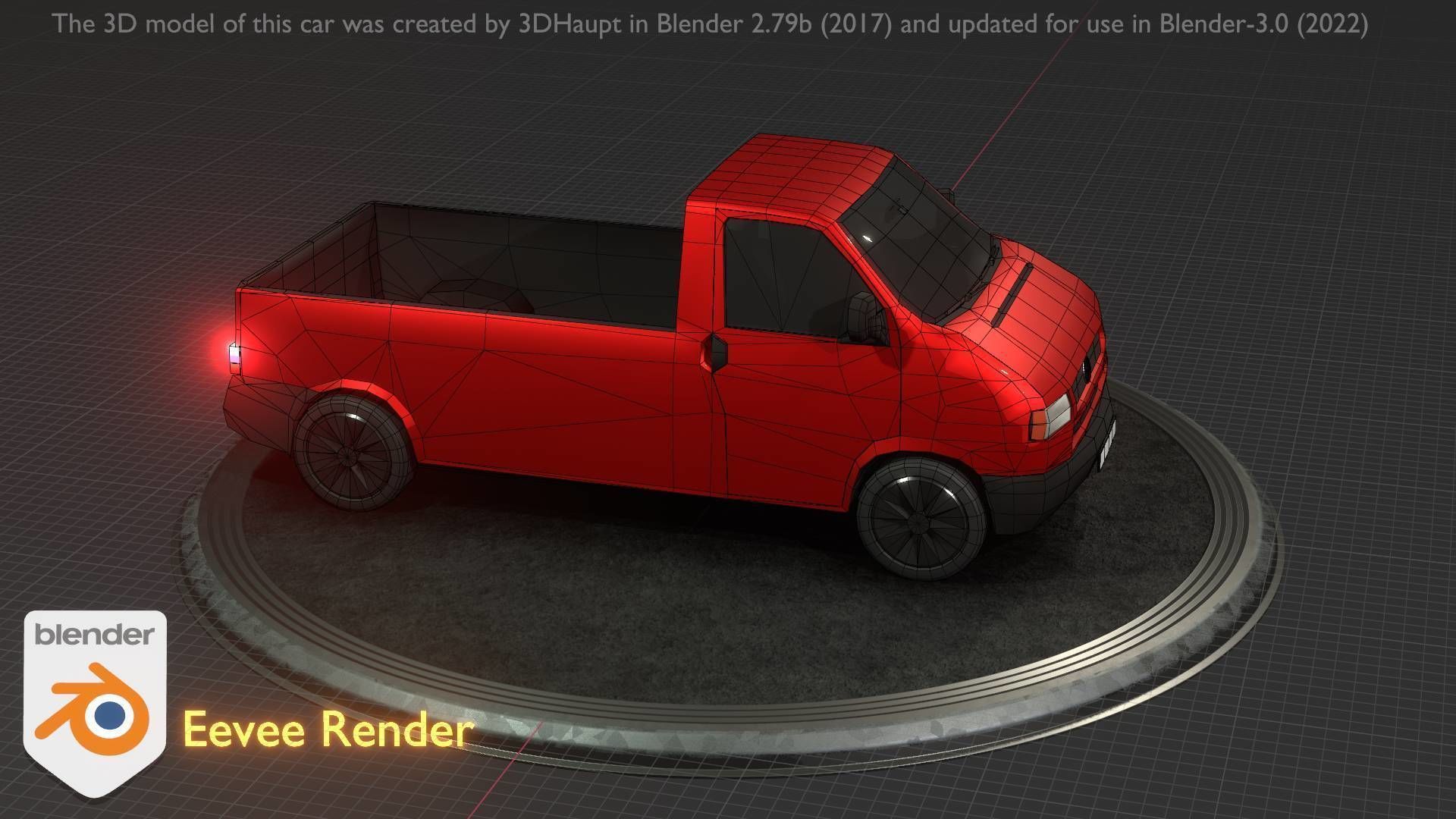 City Car 30 Commercial Pickup 3500 Type-C Red Low-poly 3D model_31