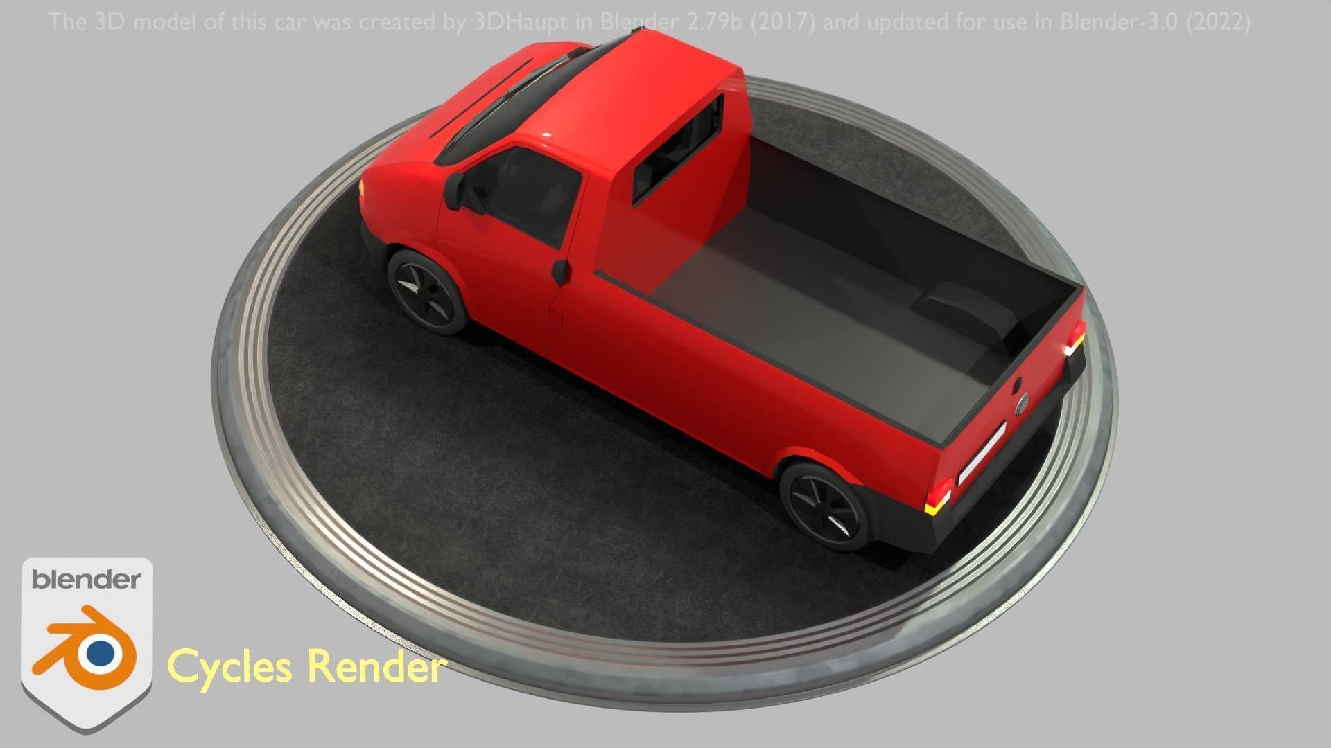 City Car 30 Commercial Pickup 3500 Type-C Red Low-poly 3D model_32