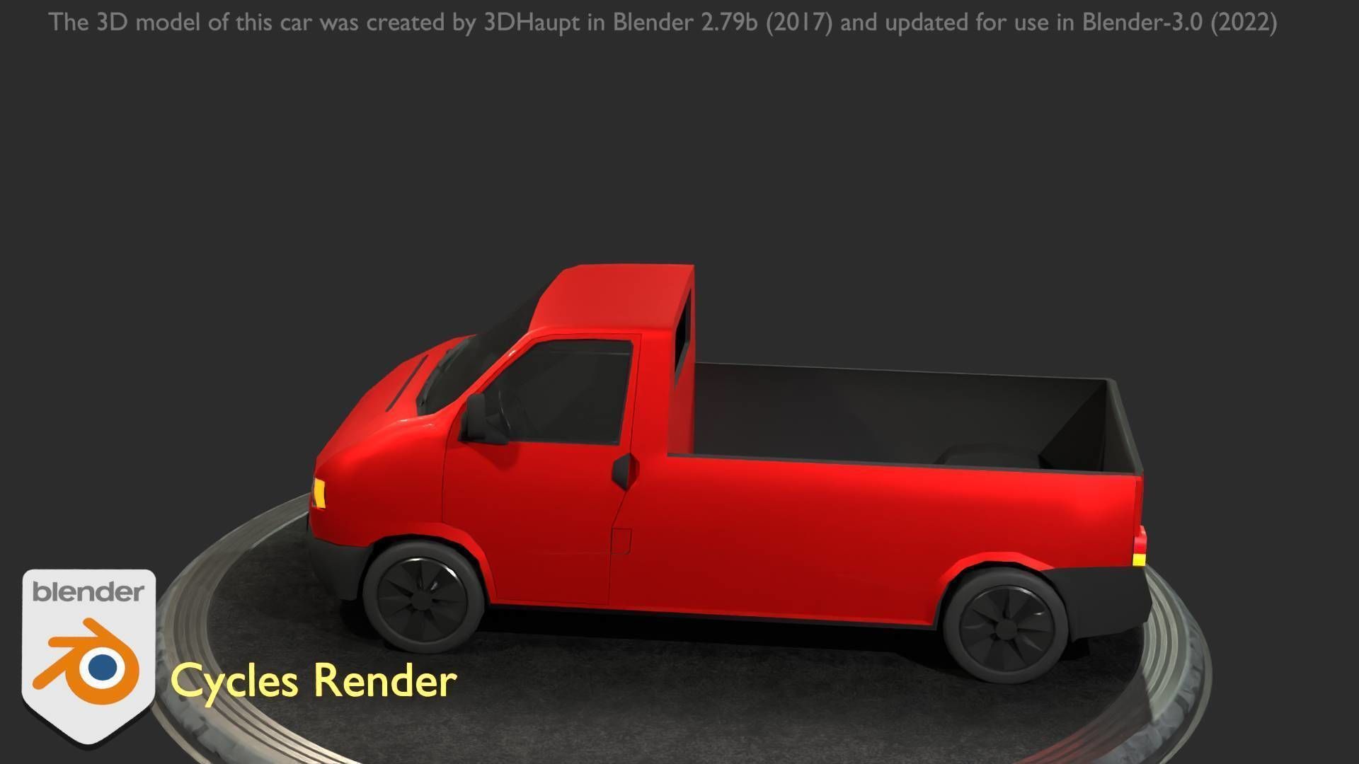 City Car 30 Commercial Pickup 3500 Type-C Red Low-poly 3D model_82