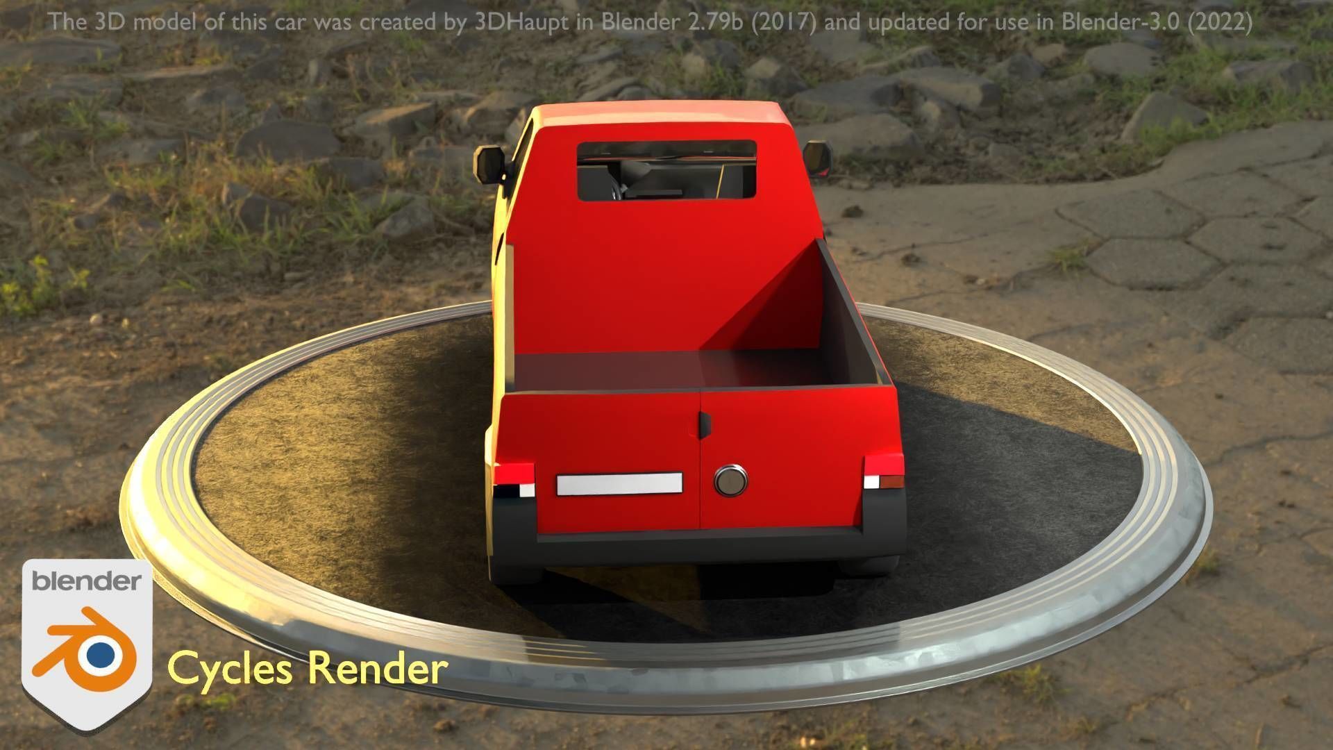 City Car 30 Commercial Pickup 3500 Type-C Red Low-poly 3D model_21