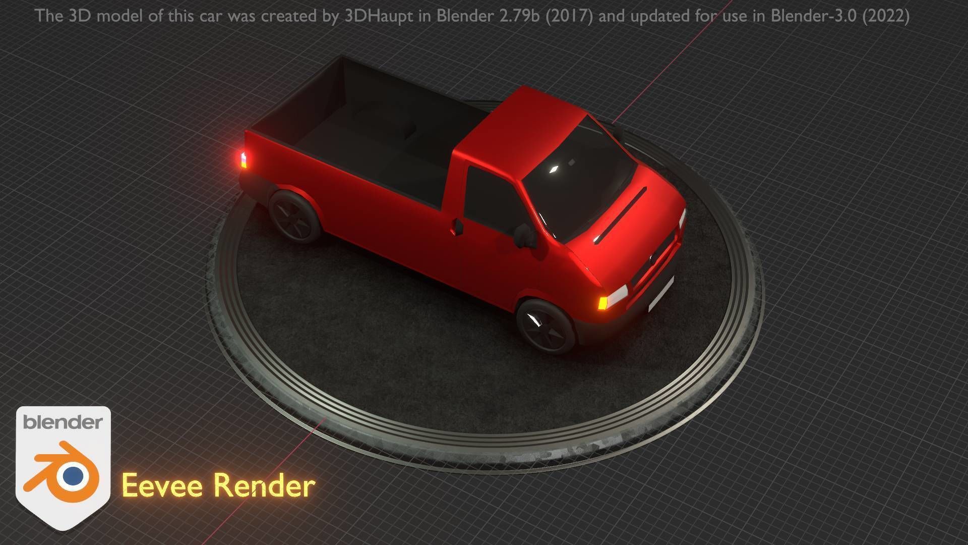 City Car 30 Commercial Pickup 3500 Type-C Red Low-poly 3D model_84