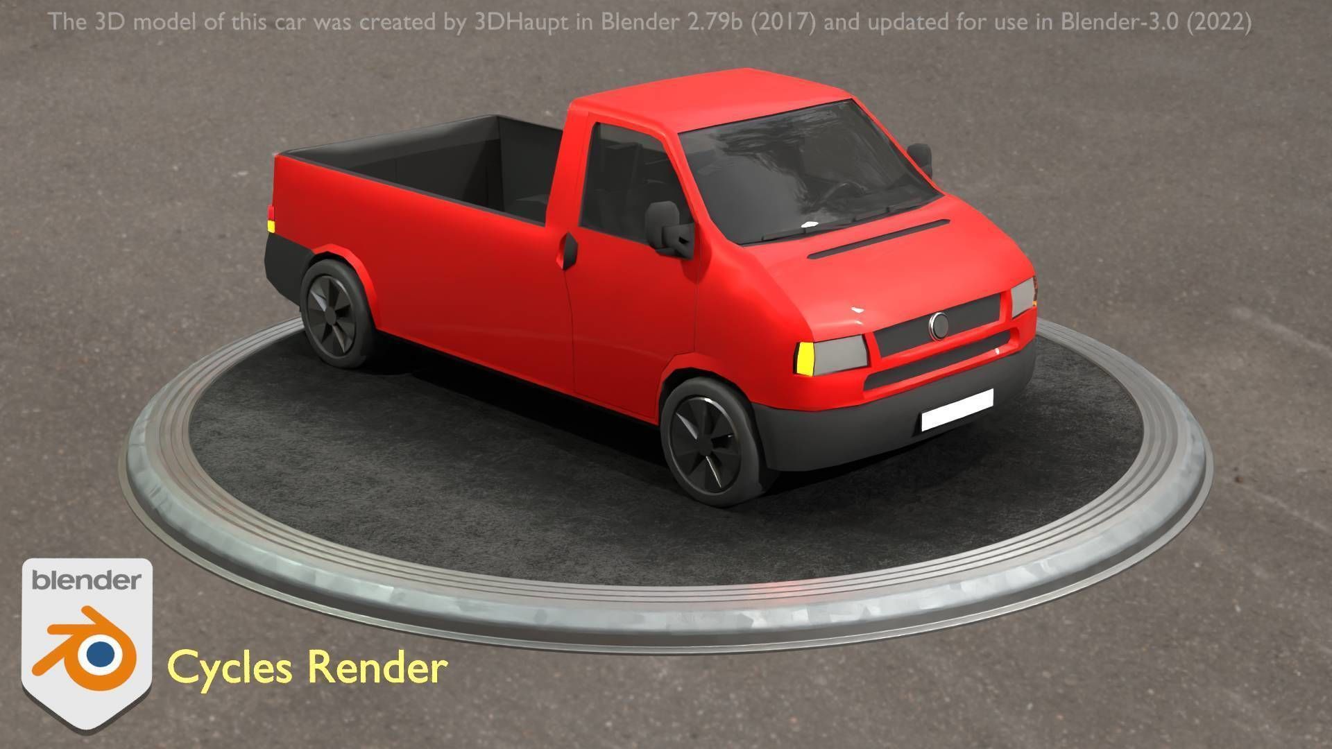 City Car 30 Commercial Pickup 3500 Type-C Red Low-poly 3D model_101