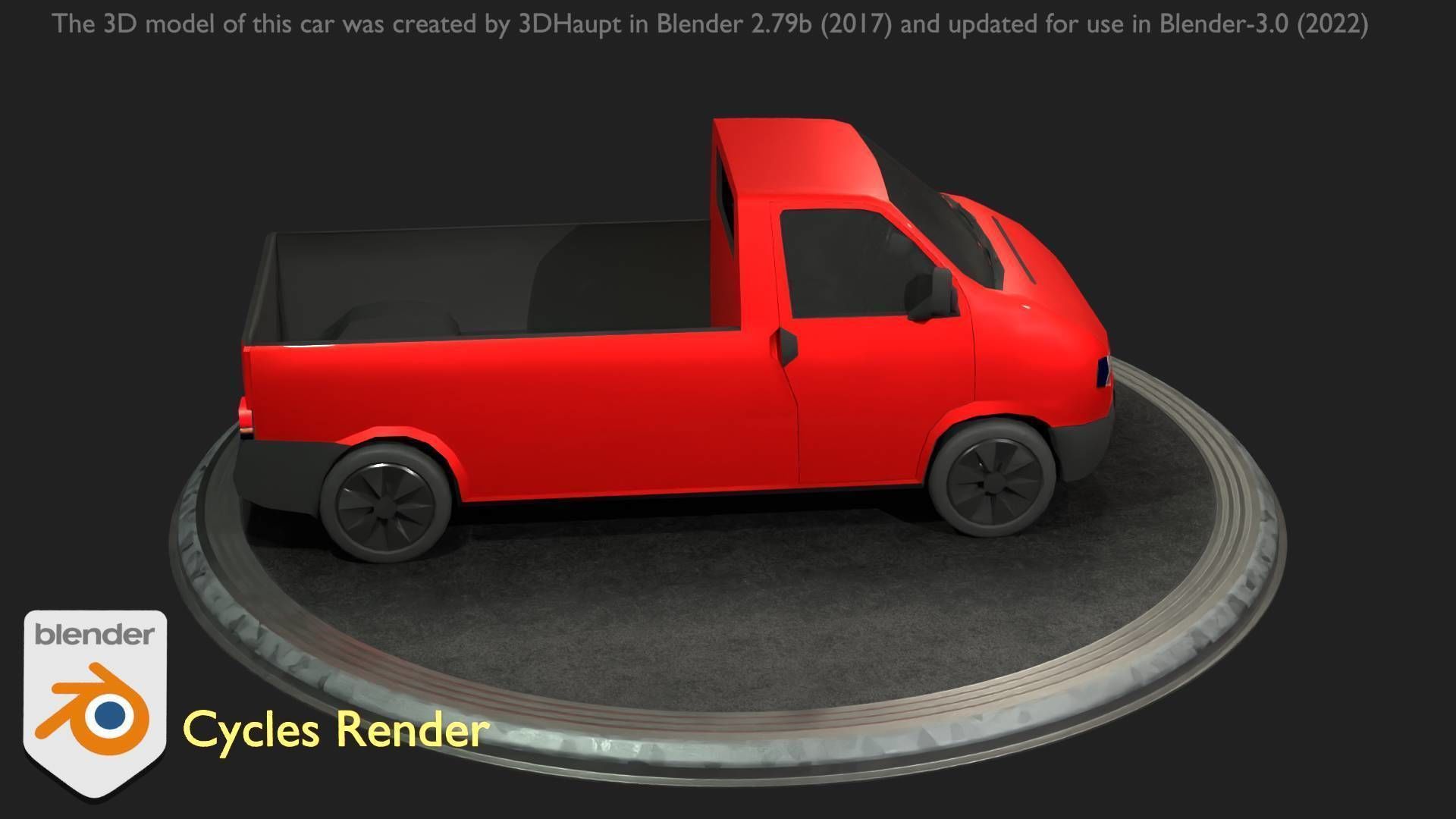 City Car 30 Commercial Pickup 3500 Type-C Red Low-poly 3D model_23