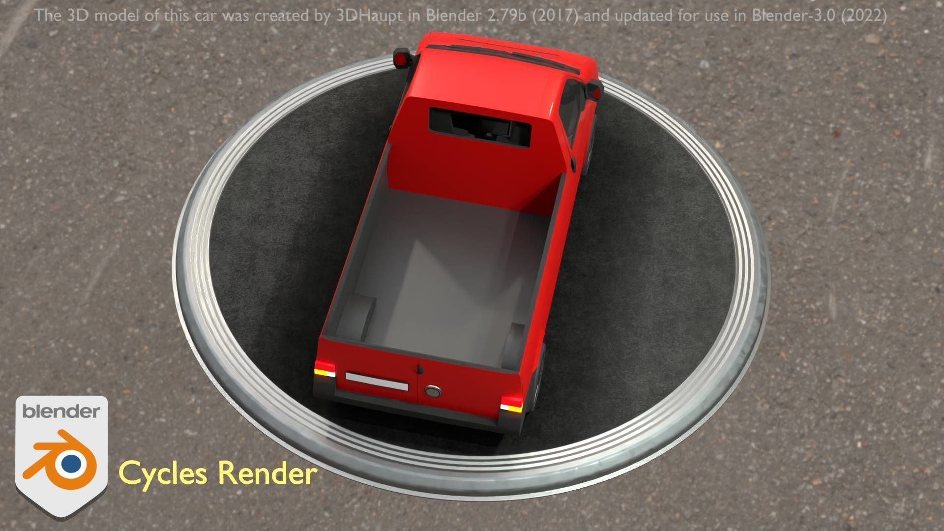 City Car 30 Commercial Pickup 3500 Type-C Red Low-poly 3D model_74