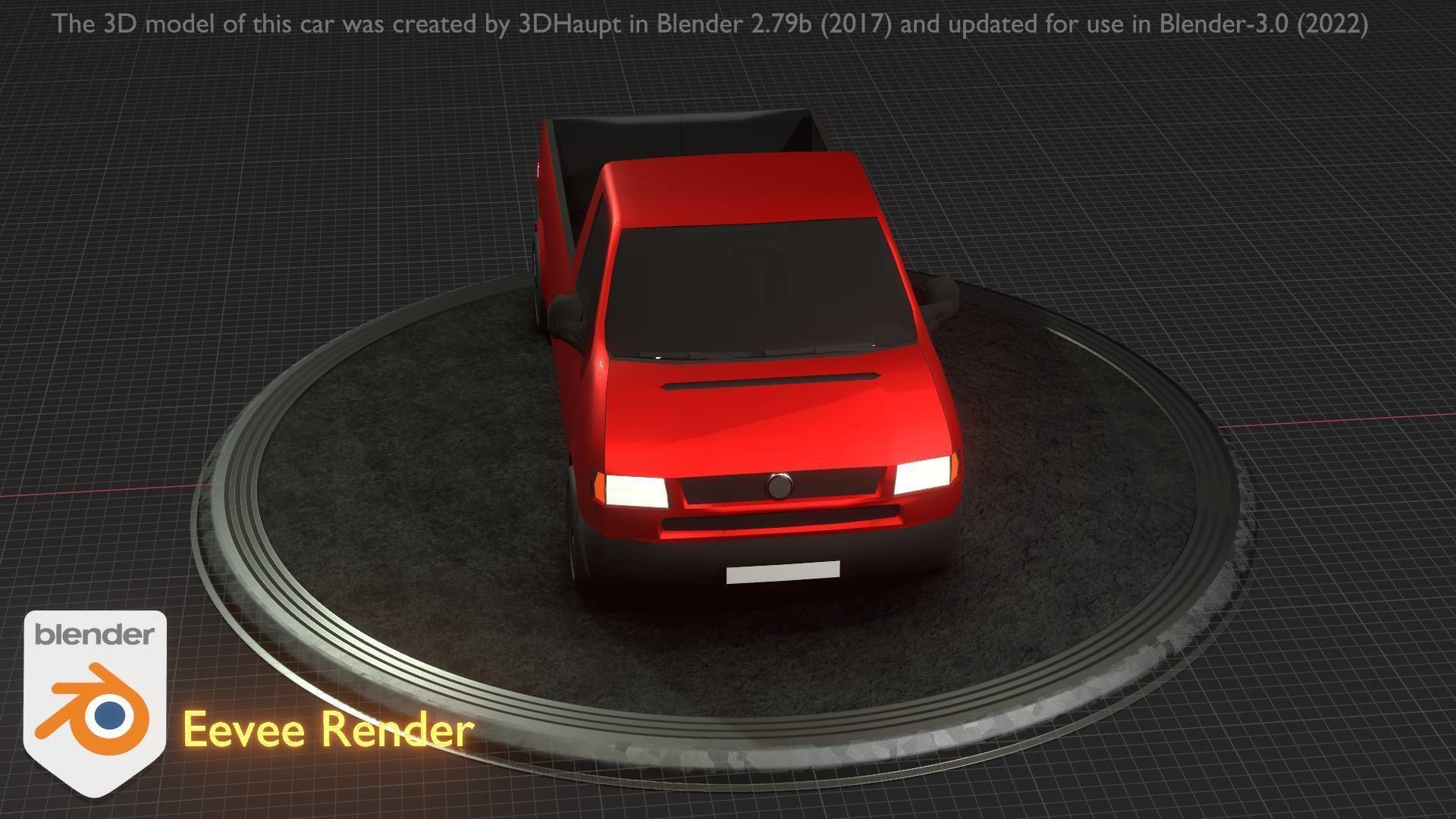 City Car 30 Commercial Pickup 3500 Type-C Red Low-poly 3D model_69