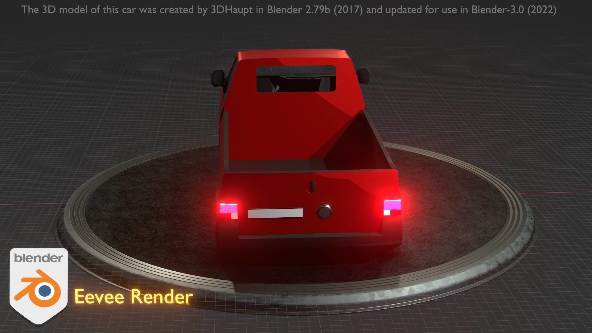 City Car 30 Commercial Pickup 3500 Type-C Red Low-poly 3D model_53