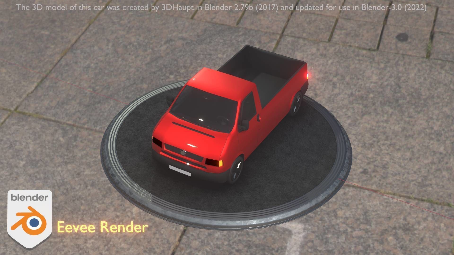 City Car 30 Commercial Pickup 3500 Type-C Red Low-poly 3D model_100