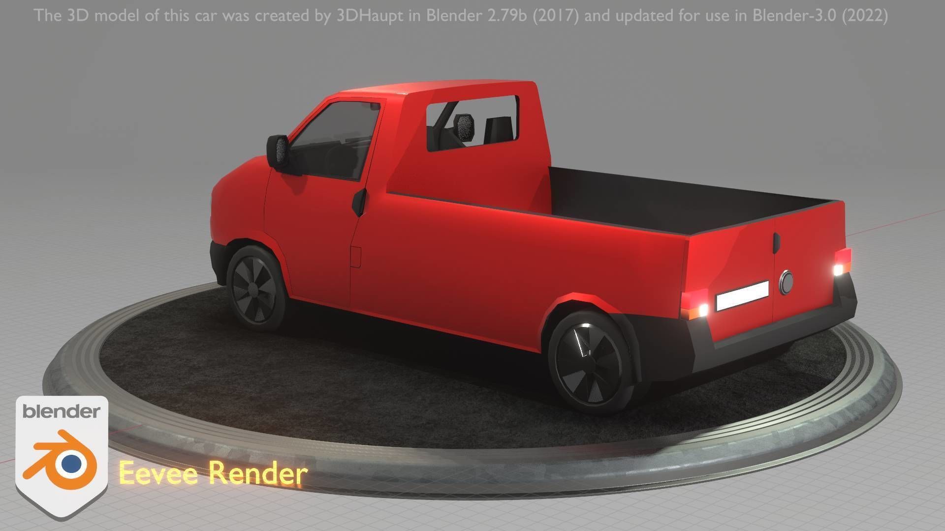 City Car 30 Commercial Pickup 3500 Type-C Red Low-poly 3D model_61