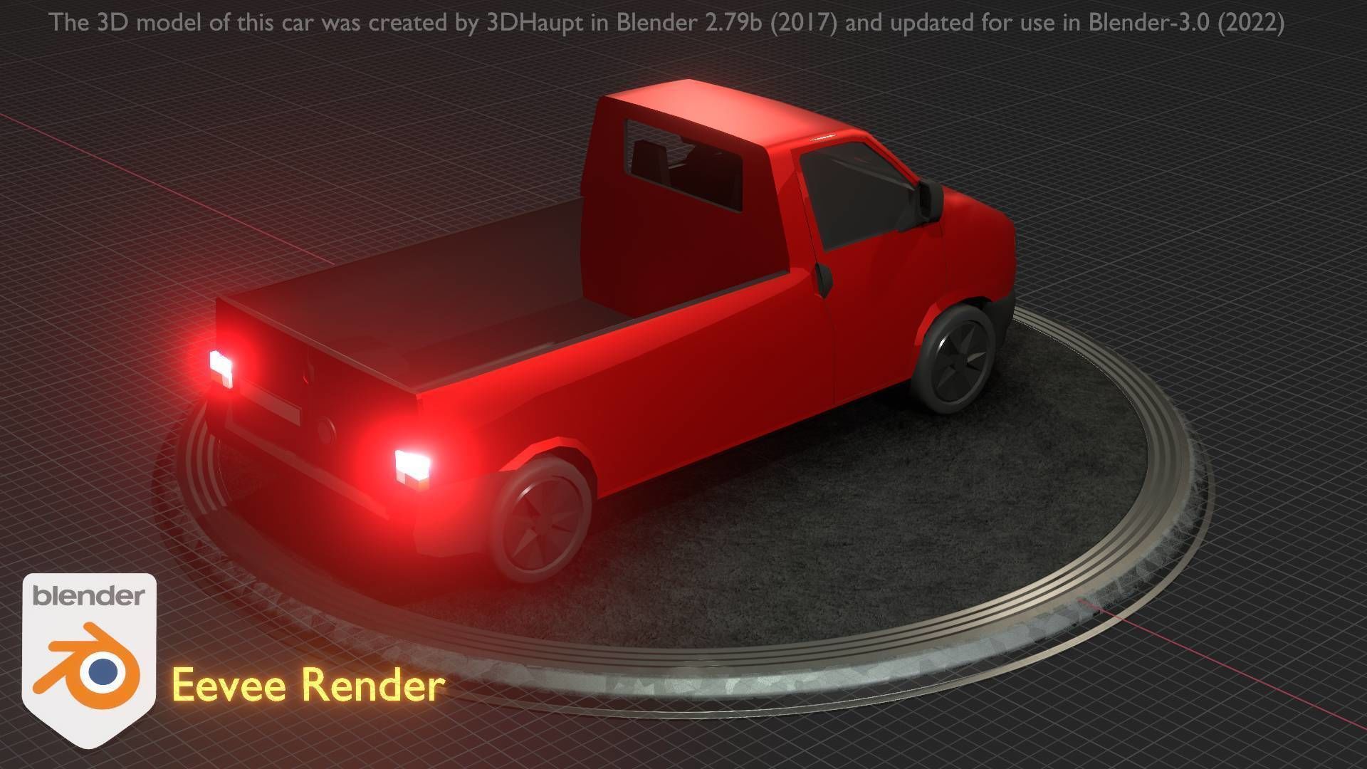 City Car 30 Commercial Pickup 3500 Type-C Red Low-poly 3D model_52