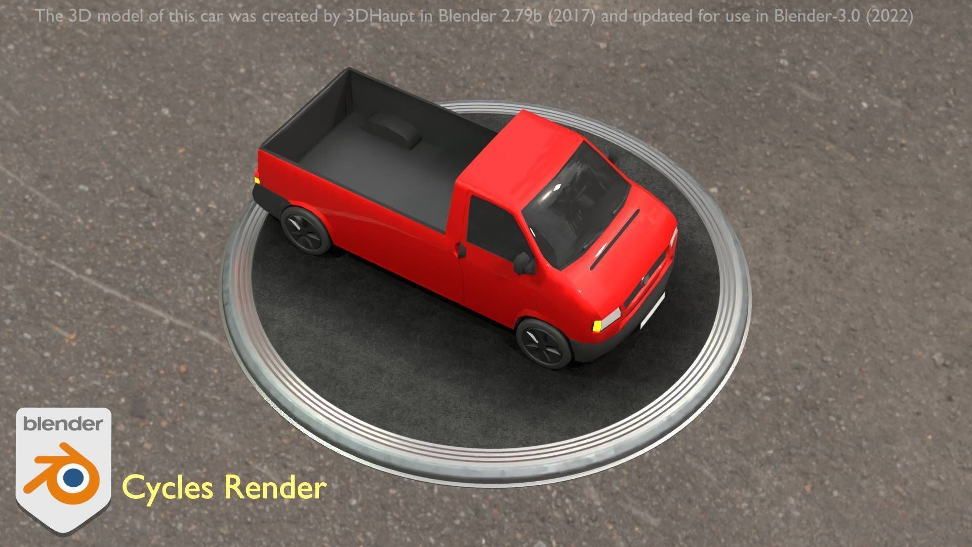 City Car 30 Commercial Pickup 3500 Type-C Red Low-poly 3D model_40