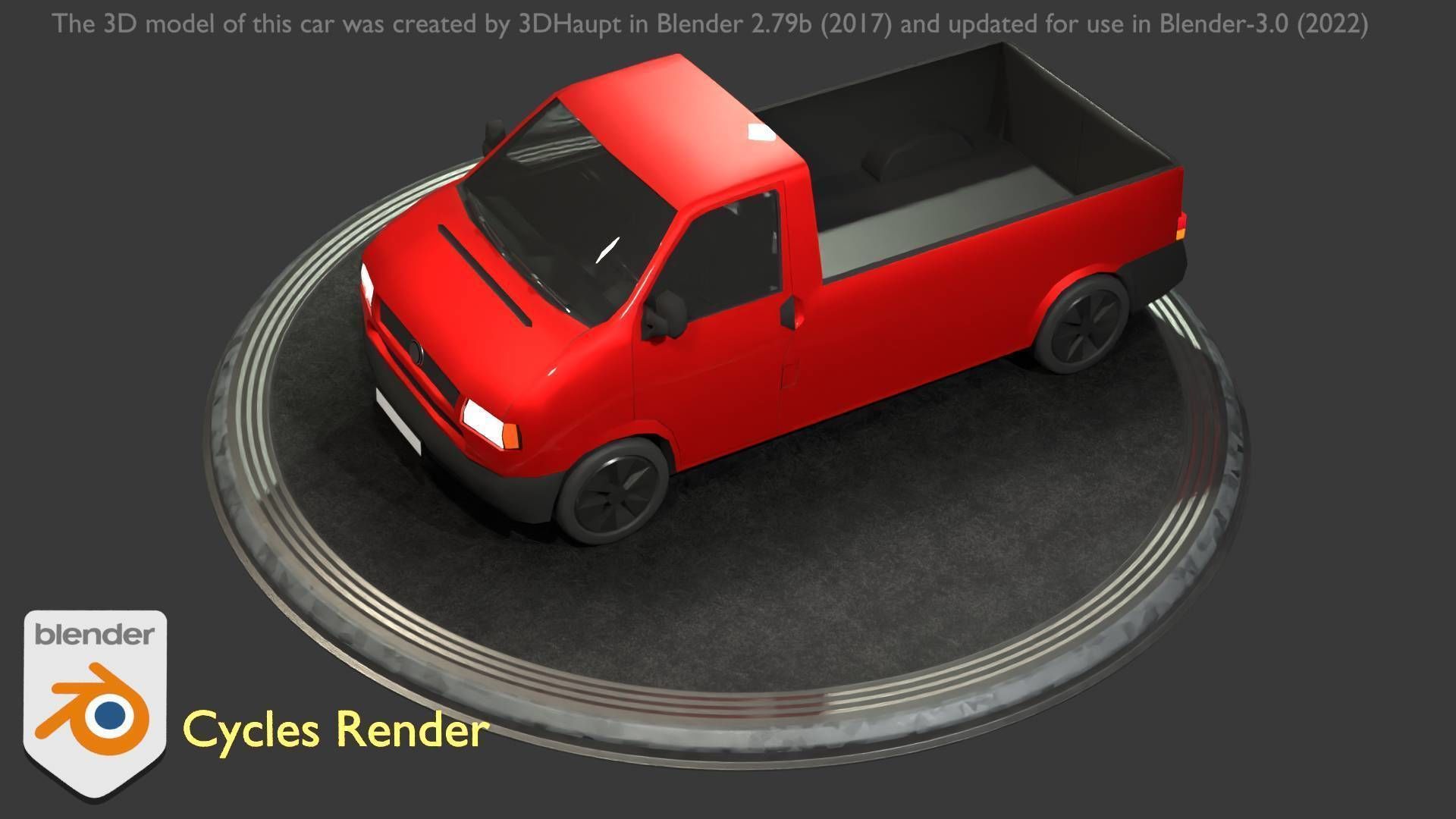 City Car 30 Commercial Pickup 3500 Type-C Red Low-poly 3D model_66