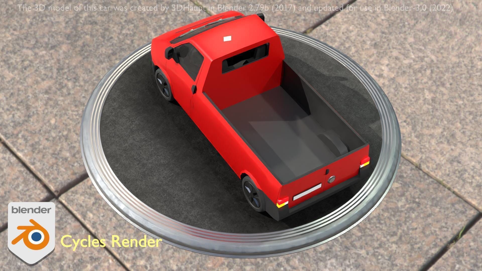 City Car 30 Commercial Pickup 3500 Type-C Red Low-poly 3D model_72