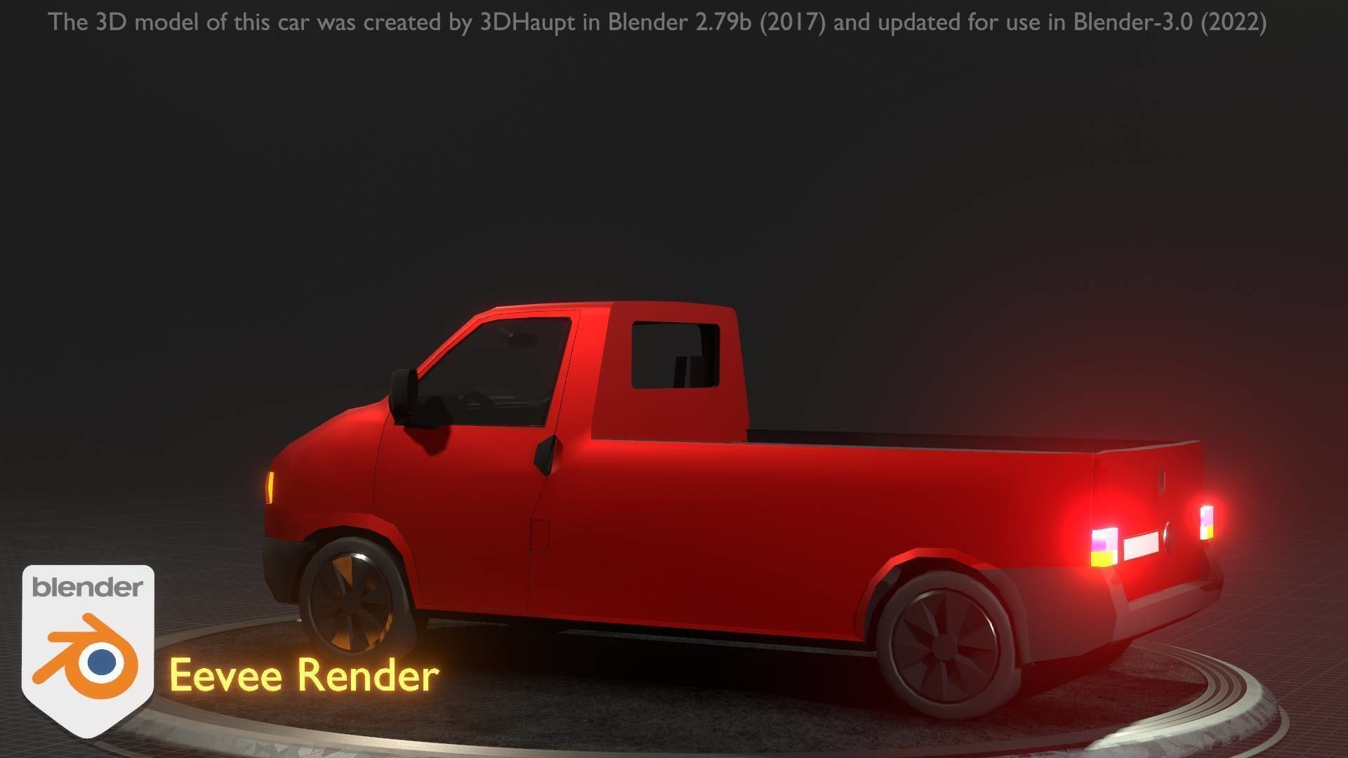 City Car 30 Commercial Pickup 3500 Type-C Red Low-poly 3D model_87