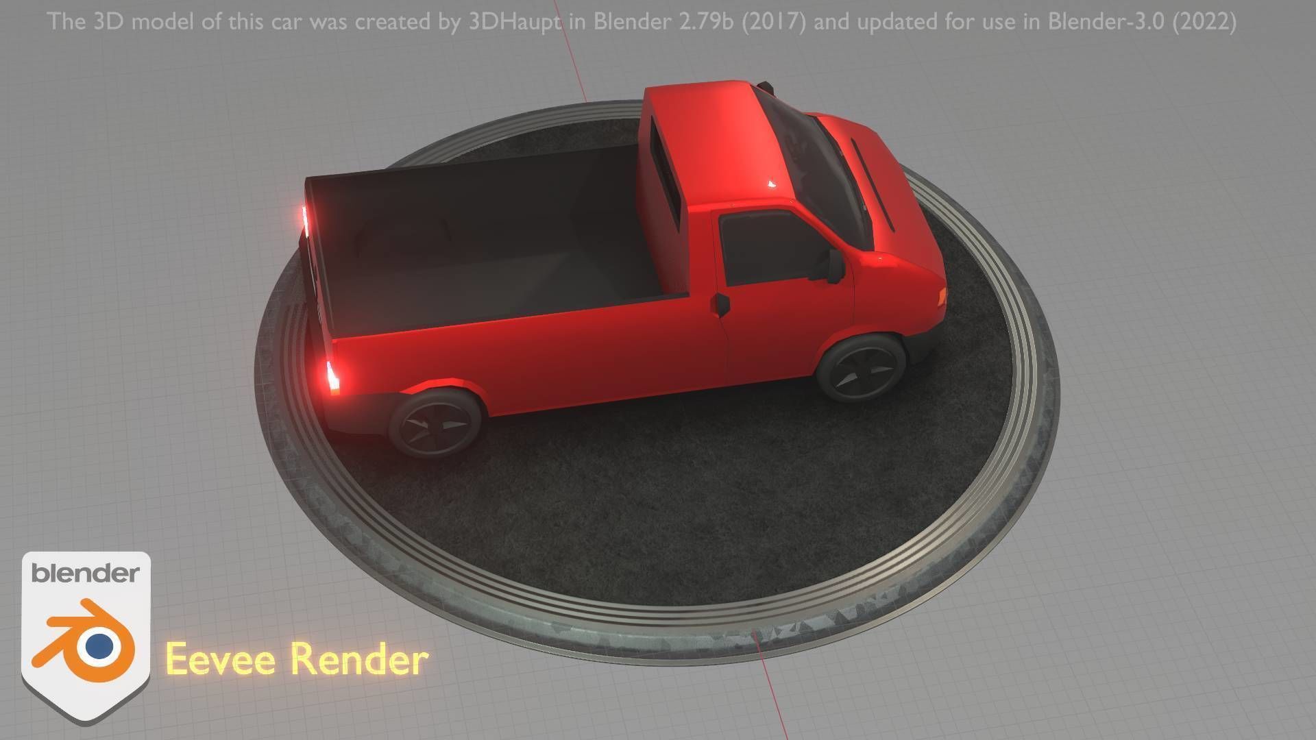 City Car 30 Commercial Pickup 3500 Type-C Red Low-poly 3D model_81