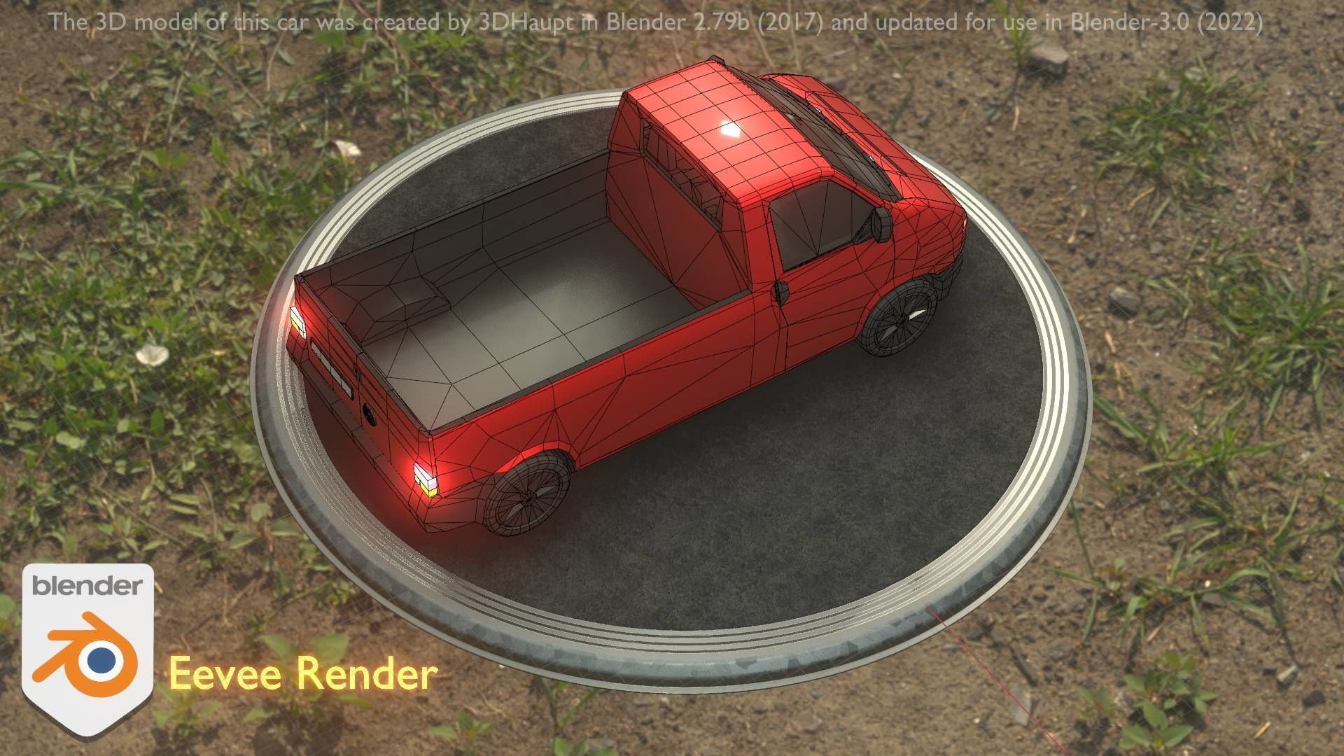 City Car 30 Commercial Pickup 3500 Type-C Red Low-poly 3D model_36