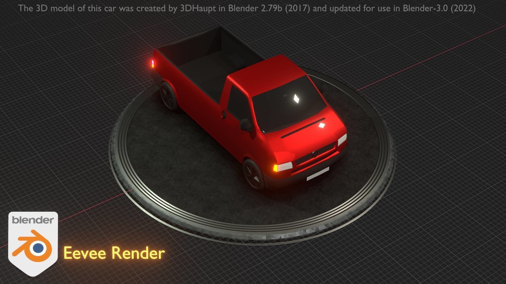 City Car 30 Commercial Pickup 3500 Type-C Red Low-poly 3D model_41