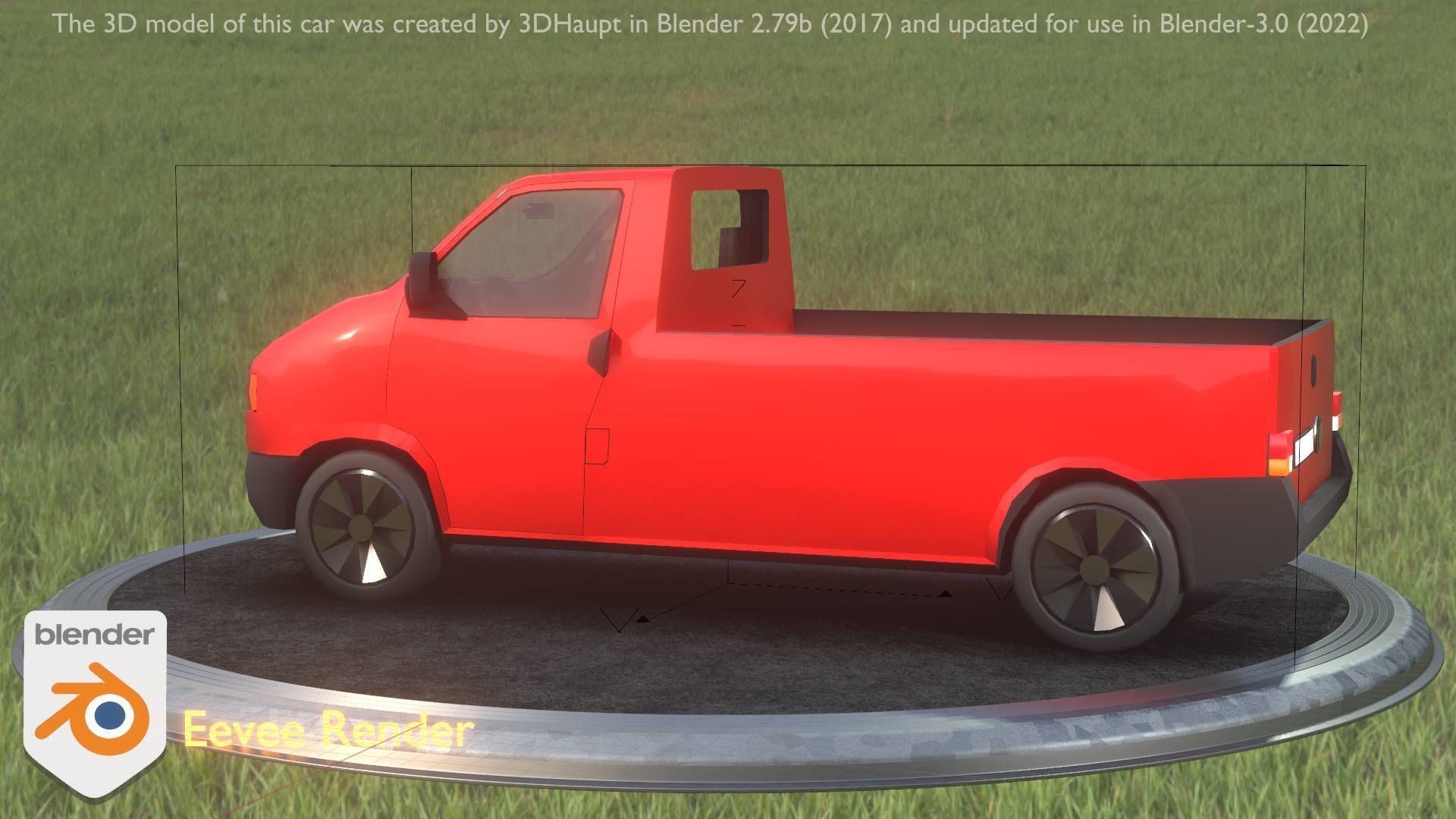 City Car 30 Commercial Pickup 3500 Type-C Red Low-poly 3D model_22