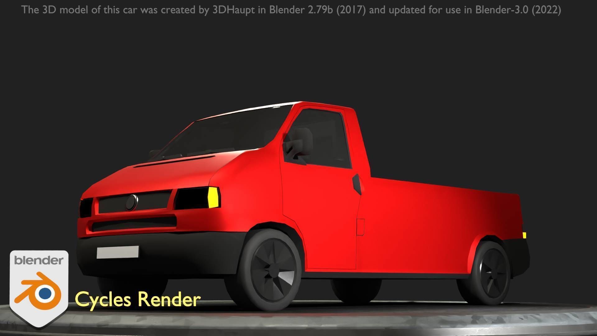 City Car 30 Commercial Pickup 3500 Type-C Red Low-poly 3D model_89