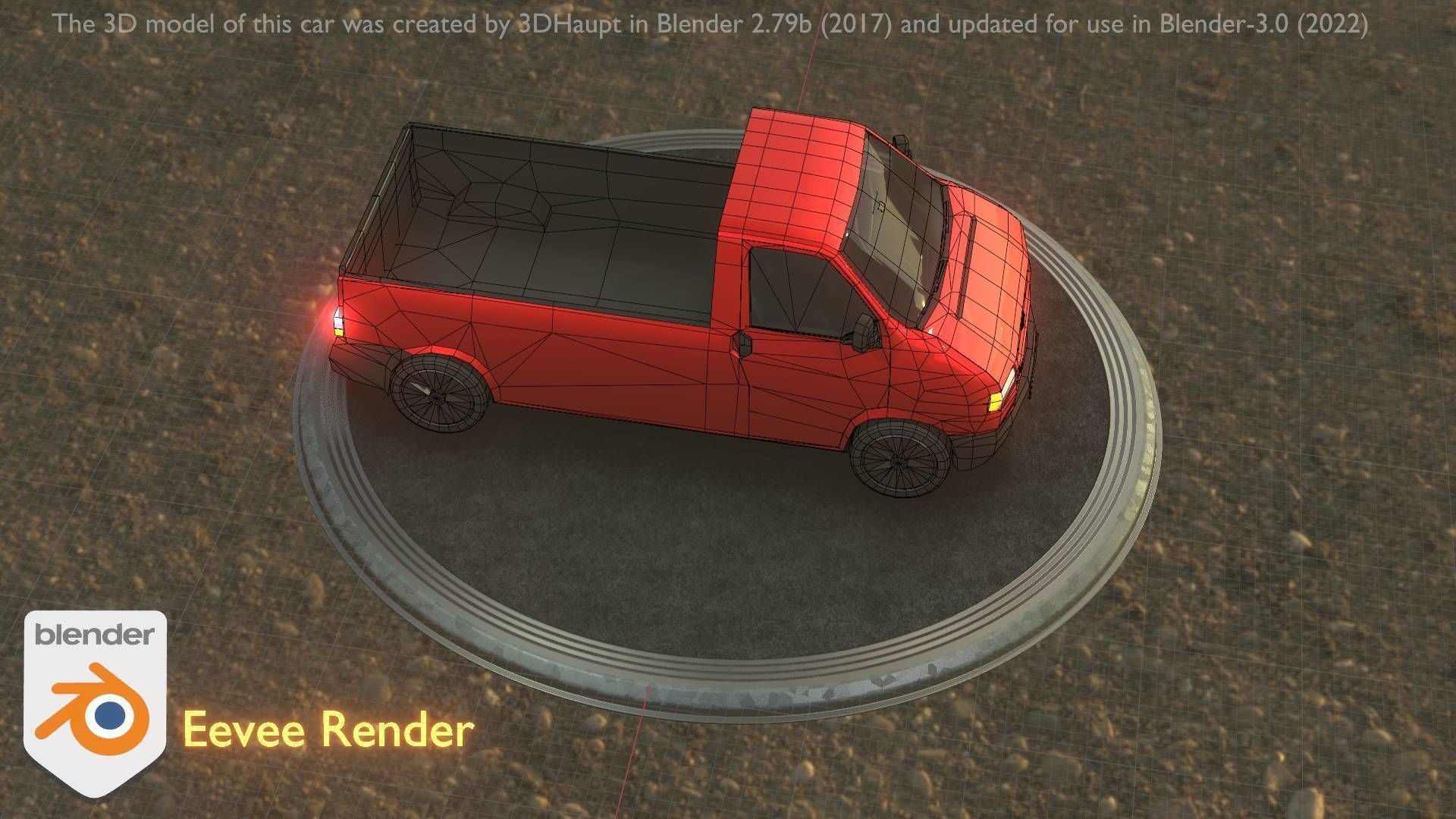 City Car 30 Commercial Pickup 3500 Type-C Red Low-poly 3D model_43