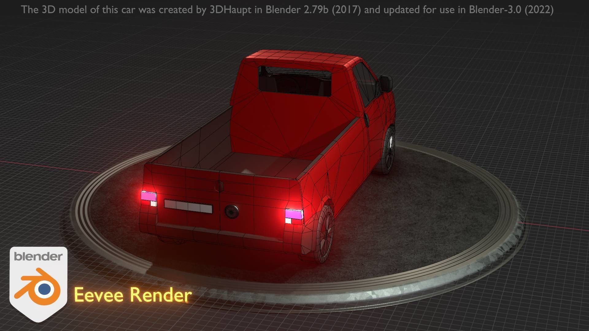 City Car 30 Commercial Pickup 3500 Type-C Red Low-poly 3D model_18