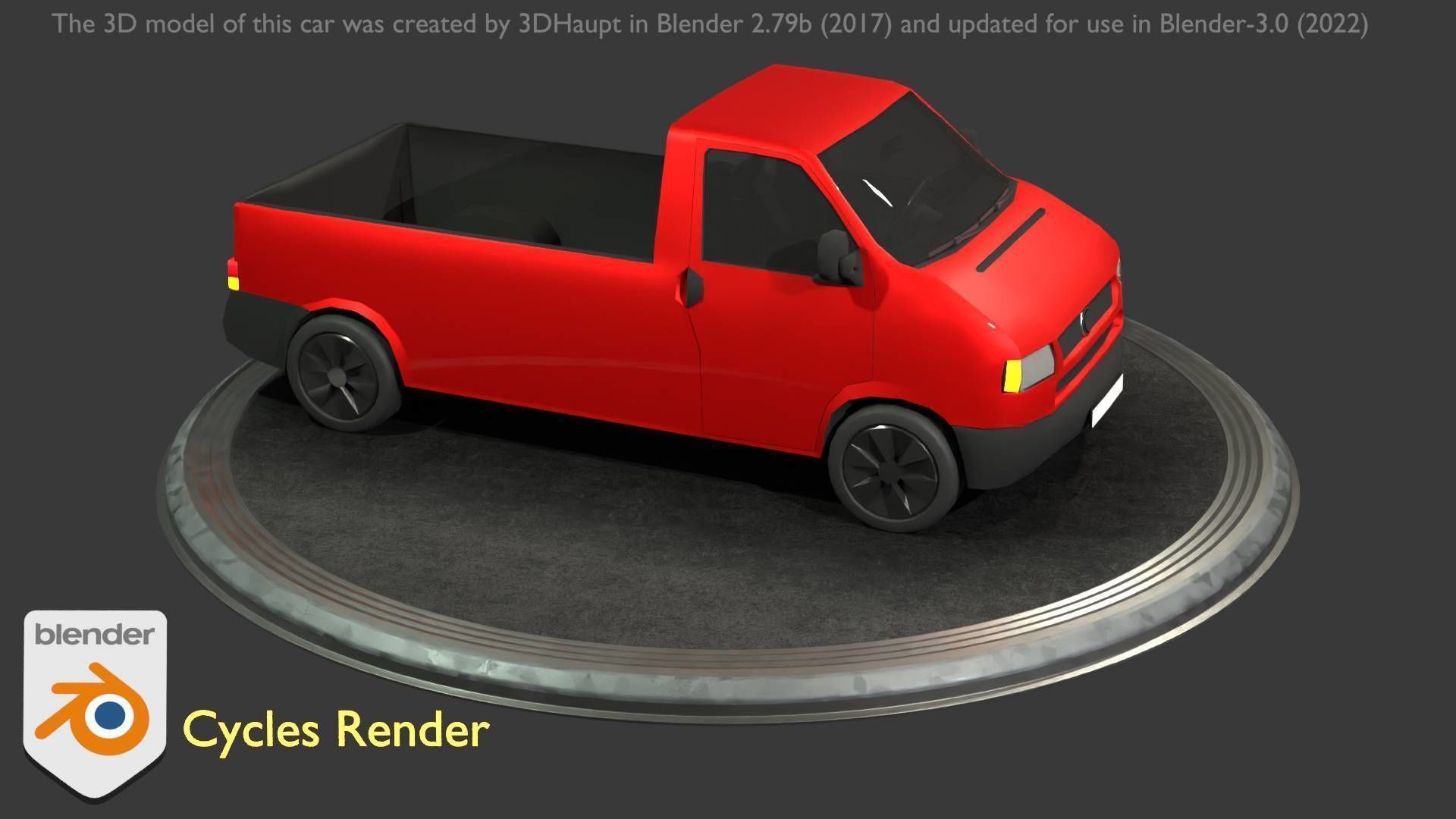 City Car 30 Commercial Pickup 3500 Type-C Red Low-poly 3D model_48